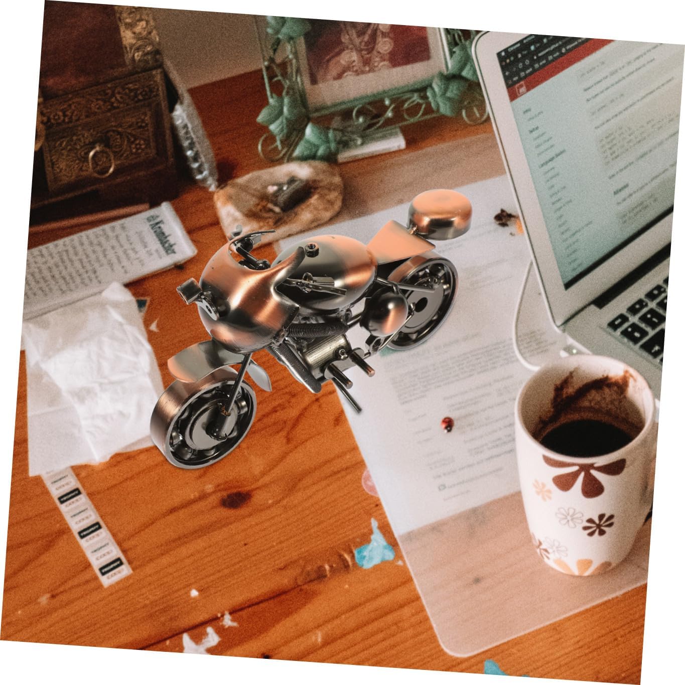 Retro Iron Motorcycle Toy Model for Men Home Office Decor | Desktop Ornament, Collectible Vehicle Accent, Iron Craft Details, Suited to Homes and Offices, Retro Style
