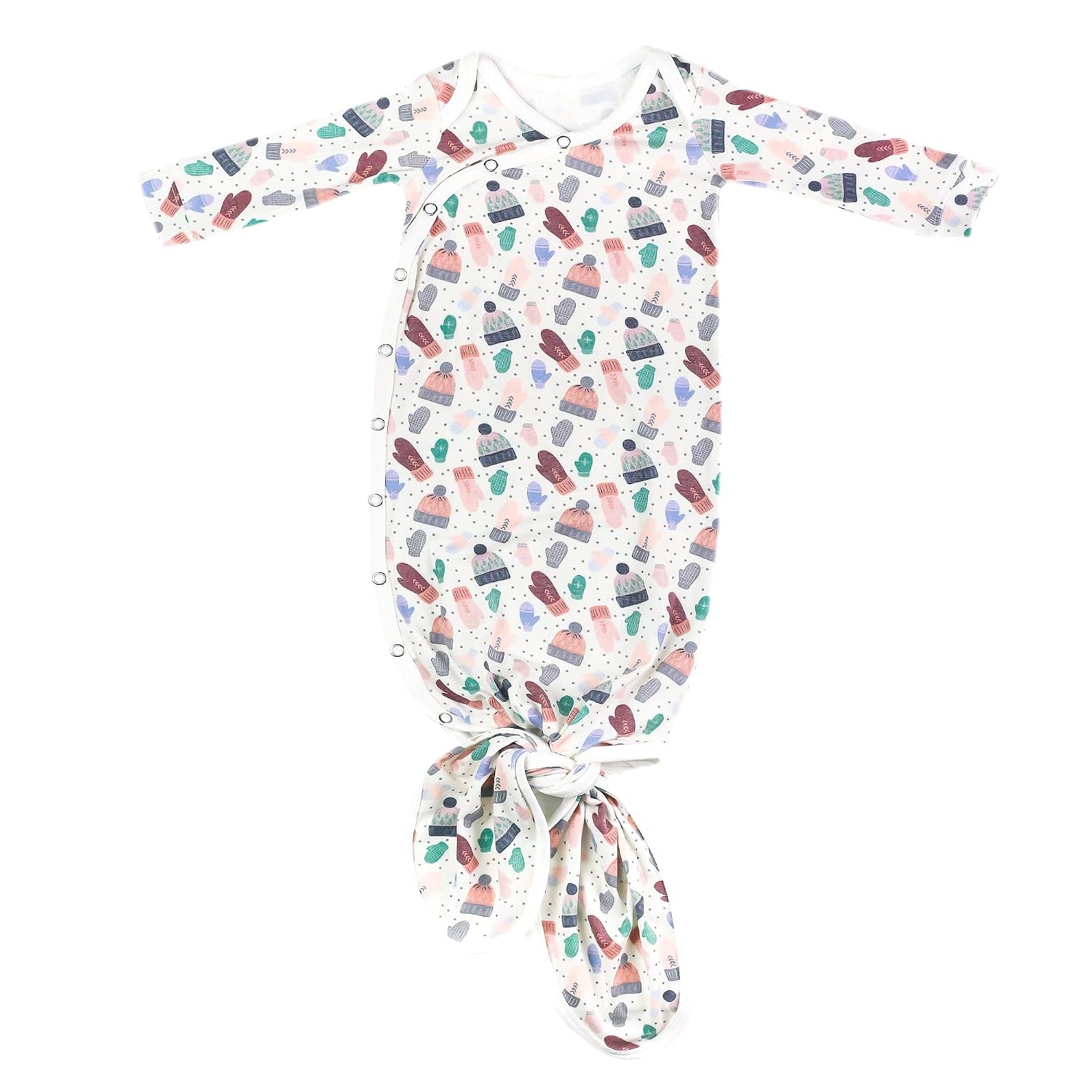 Copper Pearl Baby Gown - Knotted Newborn Sleepers for Baby Boy and Girl, Soft Stretchy Long Sleeve Infant Gowns with Bottom Tie and Hand Mittens, Perfect Hospital Coming Home Outfit (Trout)