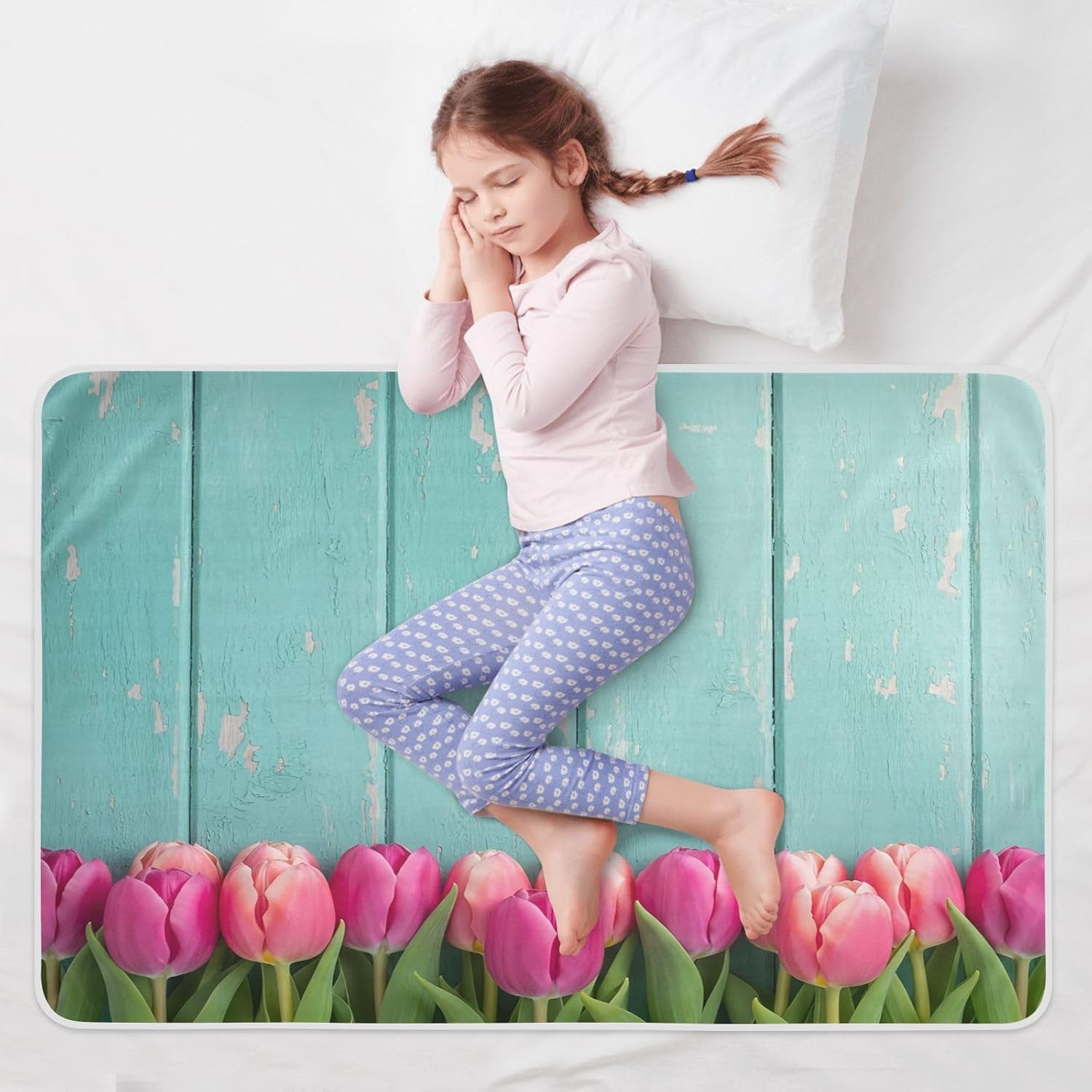 CEBUGI 34” x 52”Washable Underpads Heavy Absorbency Waterproof Incontinence Bed Pads Tulip Pee Pads for Adults Kids and Baby