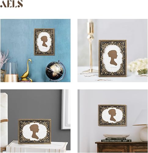 Miniatura 4 de AELS Marco de fotos negro vintage de 5 x 7 pulgadas, elegantes marcos de fotos antiguos con parte frontal de cristal, pantalla de fotos, colgar en