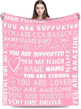 Print in USA Get Well Gifts for Women After Surgery, Customized Breast Cancer Blanket for Woman, Surgery Recovery Gifts for Women, You are Awesome Custom Blankets for Encouragement Gift