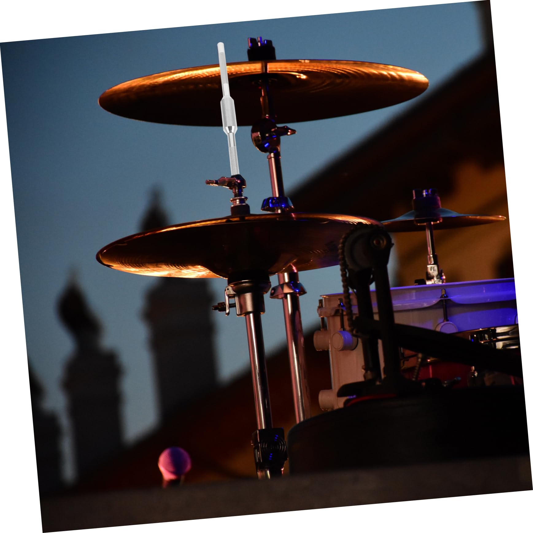 Toddmomy Double Pole Extension Rack Cowbell Mount Bracket for Drum Hardware Straight Rod Drum Set Accessory