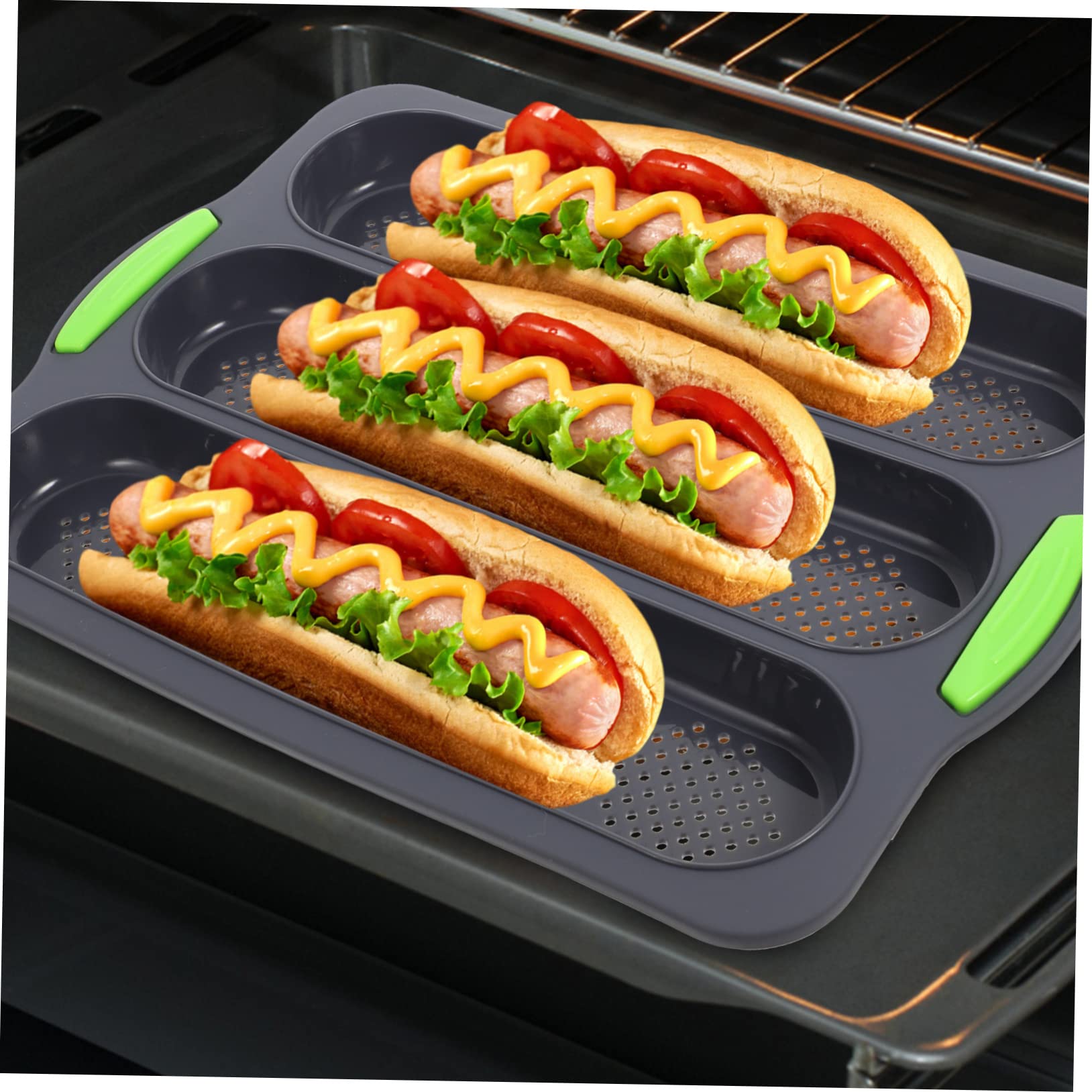 PRETYZOOM Kitchen Silicone Three-slots Bread Mold Non-stick Baking Pan for French for Home Deep Handles