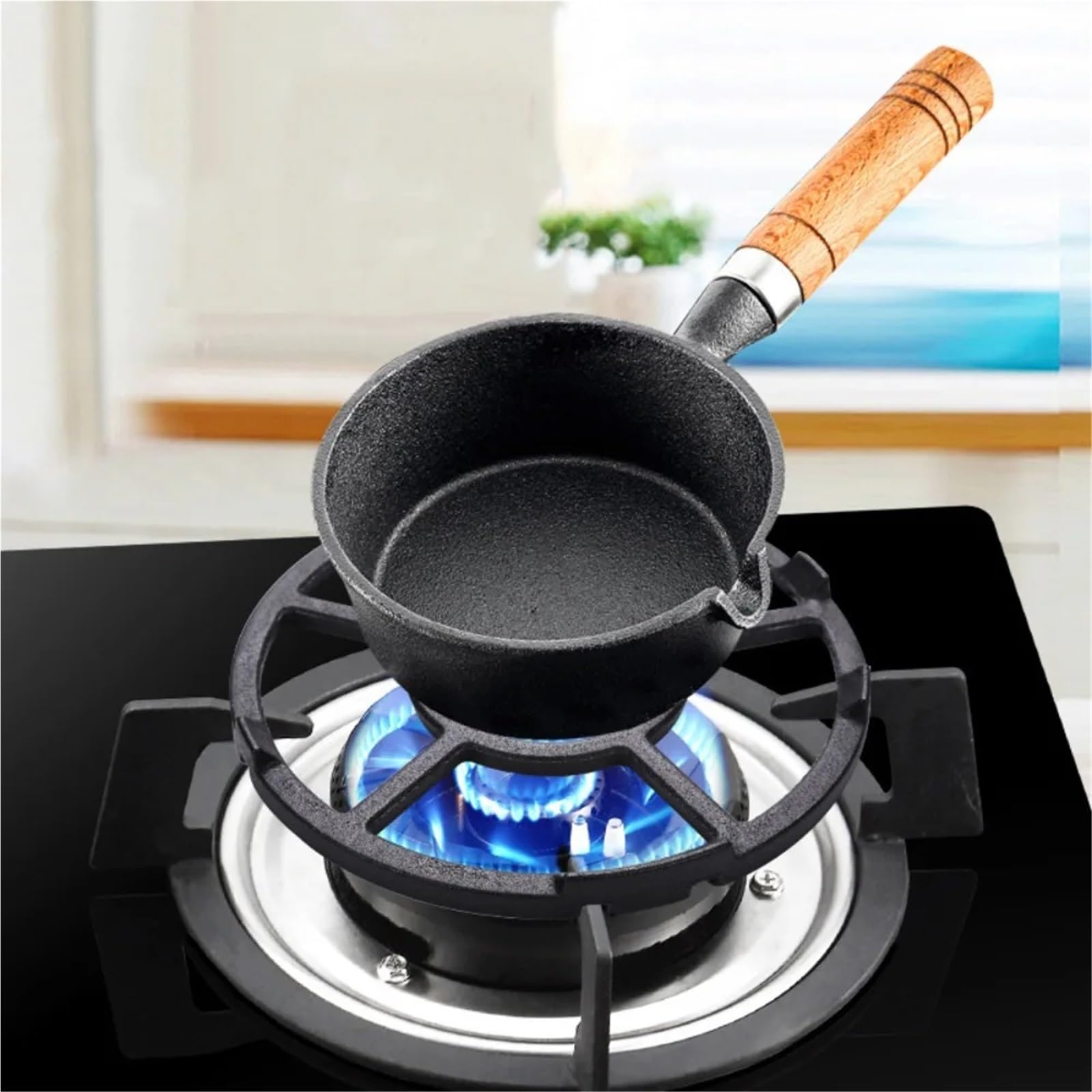 Anillo de soporte para wok, Rejilla for estufa de gas, 2 salvamanteles antideslizantes hierro fundido