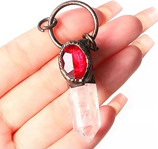 Colgante de Cristal de corindón Rojo de Cuarzo Blanco Transparente Natural Tallado en facetas, joyería Nueva