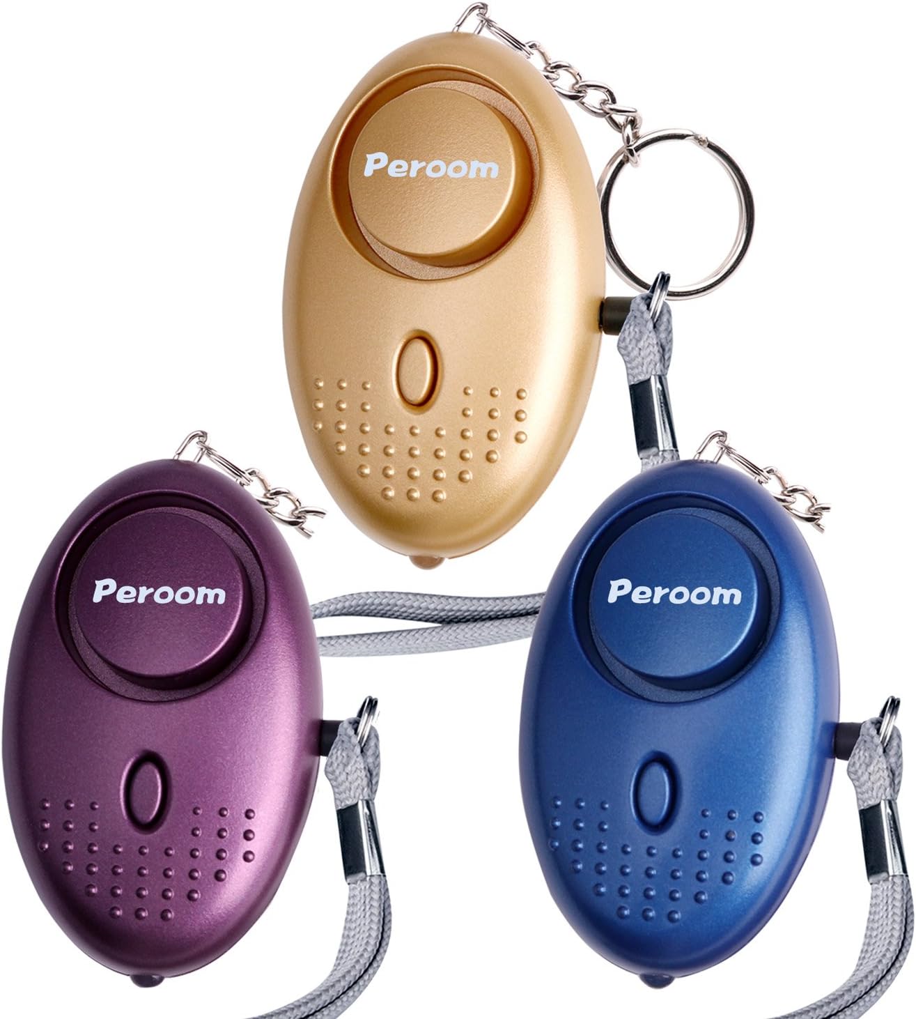 Peroom Personal Alarm, 3 Pack Emergency Self-Defense Security Alarms with LED Light, 140DB Safe Sound Personal Alarm Keychain for Elderly Women Kids Night Workers