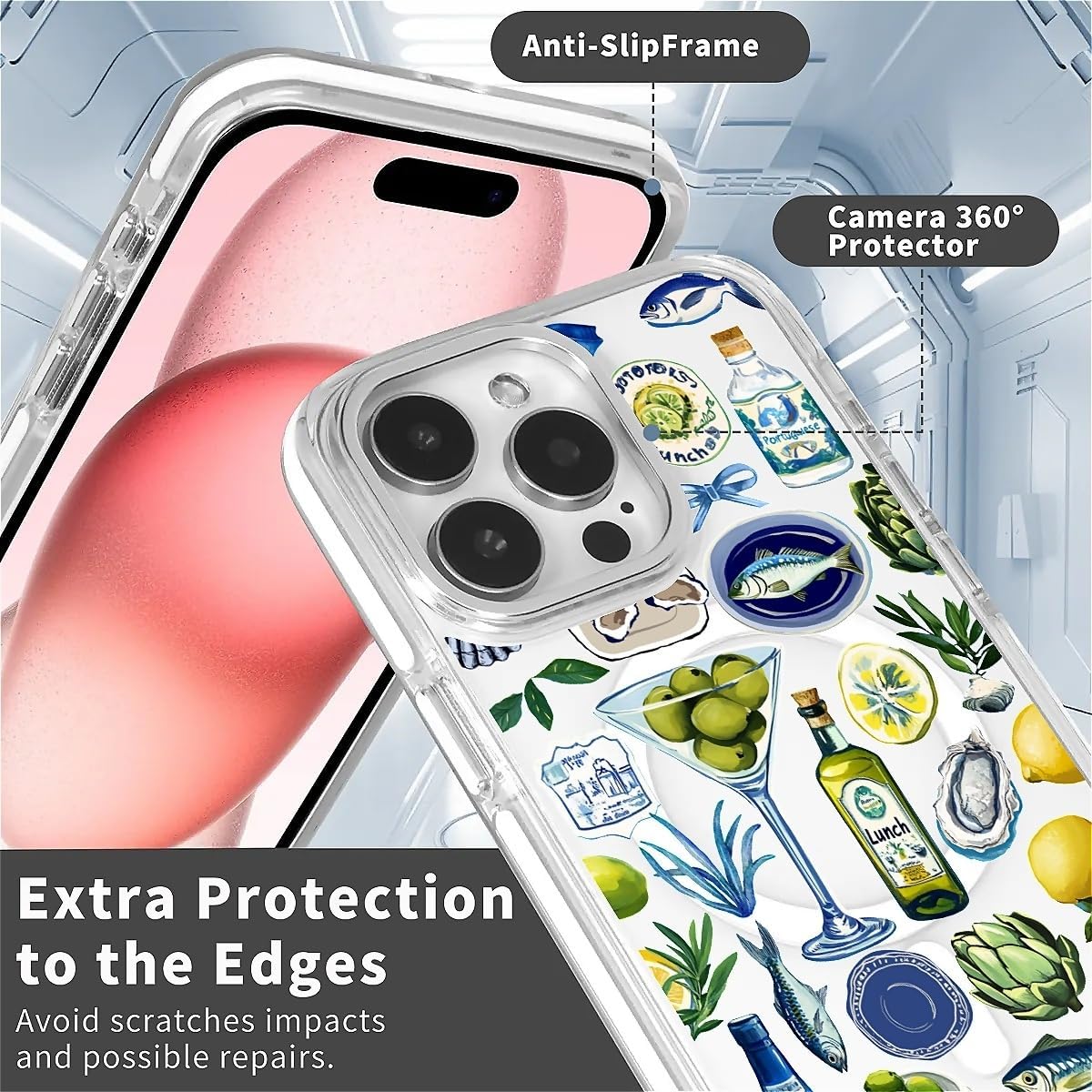 for iPhone 14 Pro Max Case [Compatible with Magsafe],Girls Women Clear Magnetic Case Silicone Shockproof Protective Cover with Pattern Summer Ocean Lemon Fish - Image 2