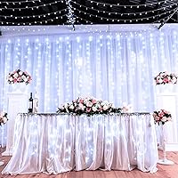 Vista 5 de JMEXSUSS Luces de cortina blancas y luces de red, 8 modos para arbustos enchufables, tira de luces de Navidad impermeables para arbustos, techo