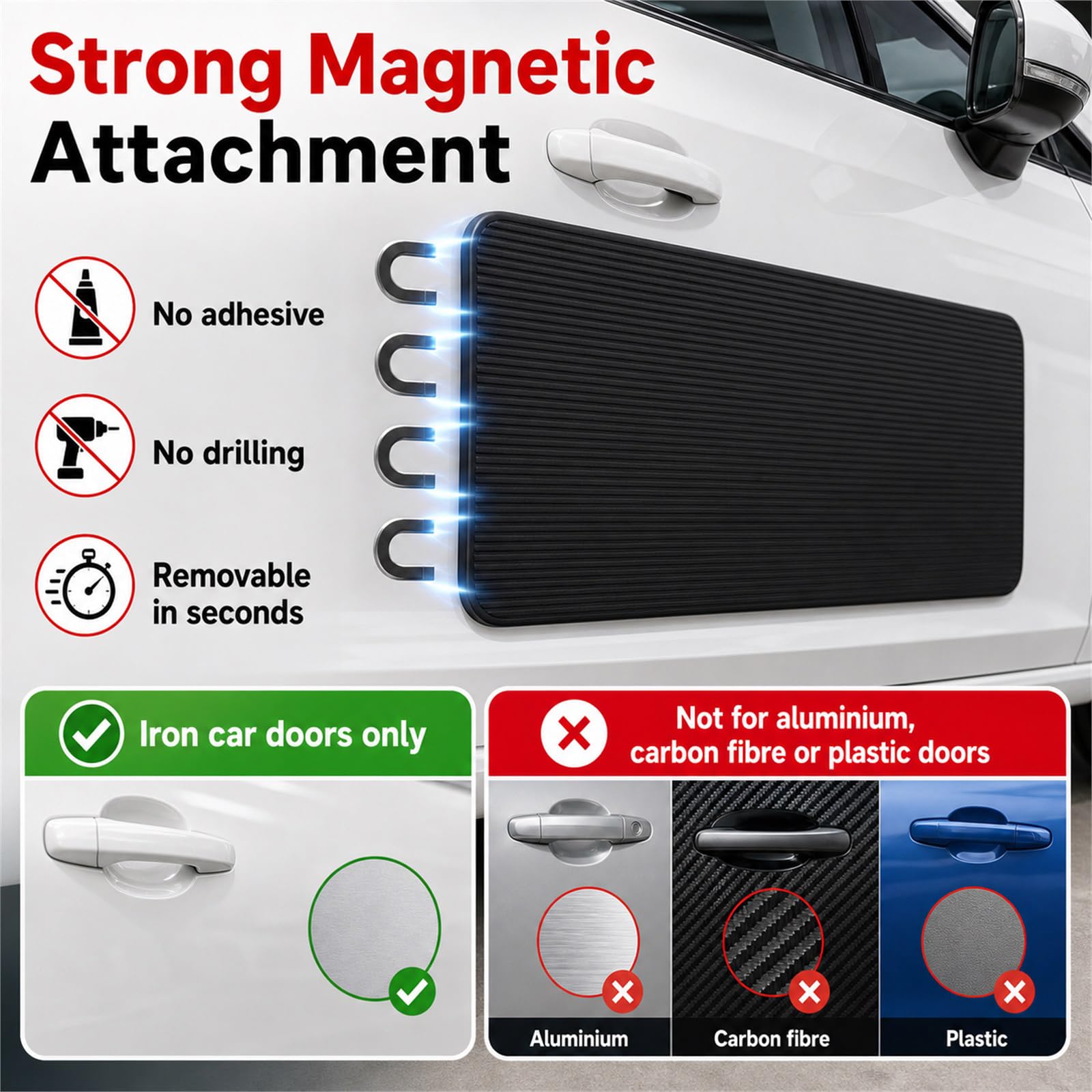Pare-Chocs MagnéTique De Voiture,Protection Magnétique pour Portière de Voiture,Protecteur Portière Voitures Contre Bosses,Protection magnétique Amovible,pour Camionnettes Et Véhicules