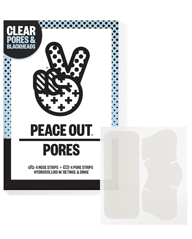 PEACE OUT Tiras hidrocoloides para o rosto com retinol e DMAE, Pacote com 8