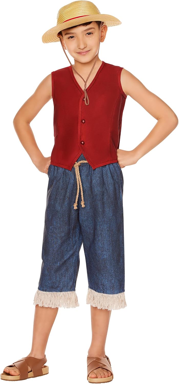 Spirit Halloween One Piece Kids Monkey D. Luffy Costume | Officially Licensed | Complete with Accessories