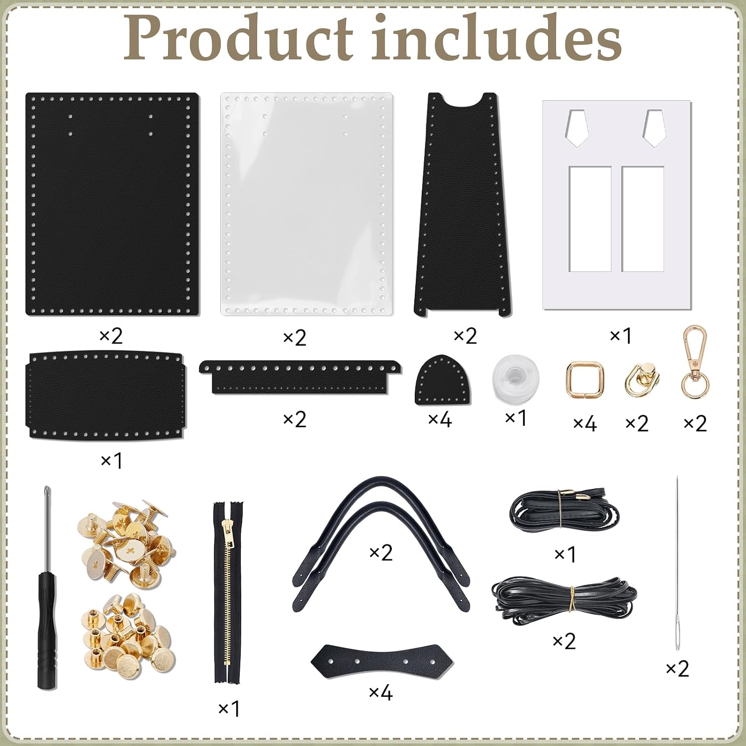 DIY Leather Handbag Crafting Kit - Upcycled Brand Paper Bag Tote, Green Vintage Pattern, Portable Crossbody Bag with Handles and Straps, Craft Gift for Women (Black) image 3