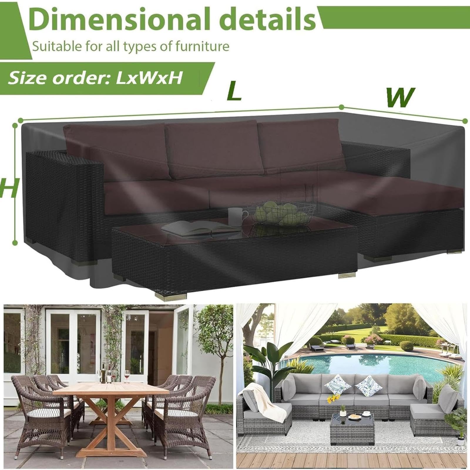 Gartenmöbel-Abdeckung 210x120x70cm – Wasserdicht, Winddicht, UV-beständig – Aus Robustem 420D Oxford-Gewebe