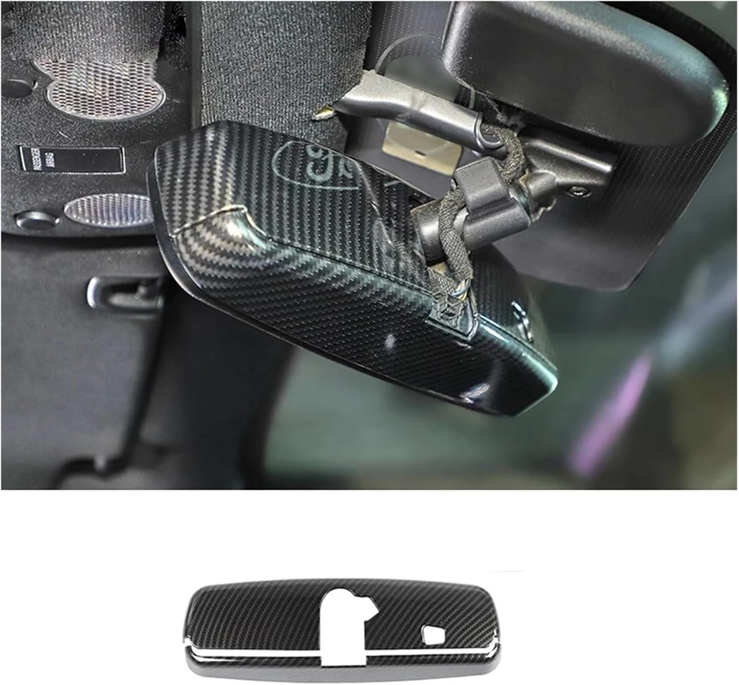 追跡付★MYZEOLWZ 車用ABSカーボンファイバーインテリアバックミラーデコレーションシェルカバートリムステッカー、マスタング2015-