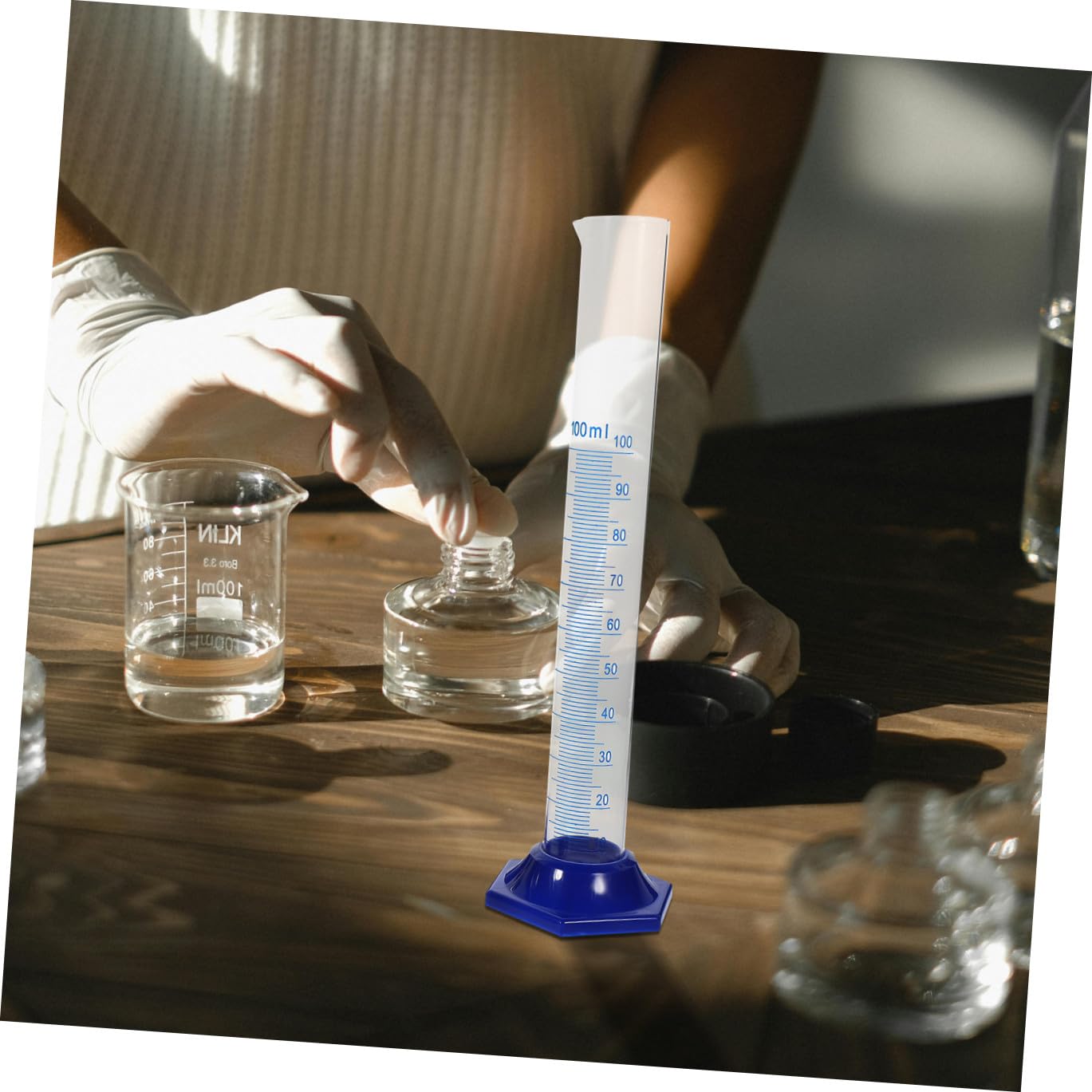 CALLARON Glas Messzylinder mit Pipette und Pinsel für Labor und Wissenschaftliche Experimente Set mit Verschiedenen Zylindern und Bürsten