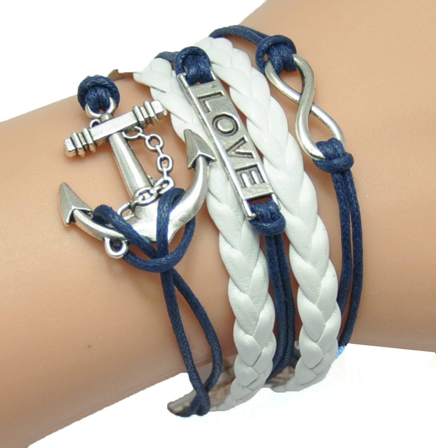 JUMMAX Fashion Lady Retro Knit Bronze Love Dream 2 Hearts Shape 5 Strands Suede Rope Bracelet Yellow & Green Gift