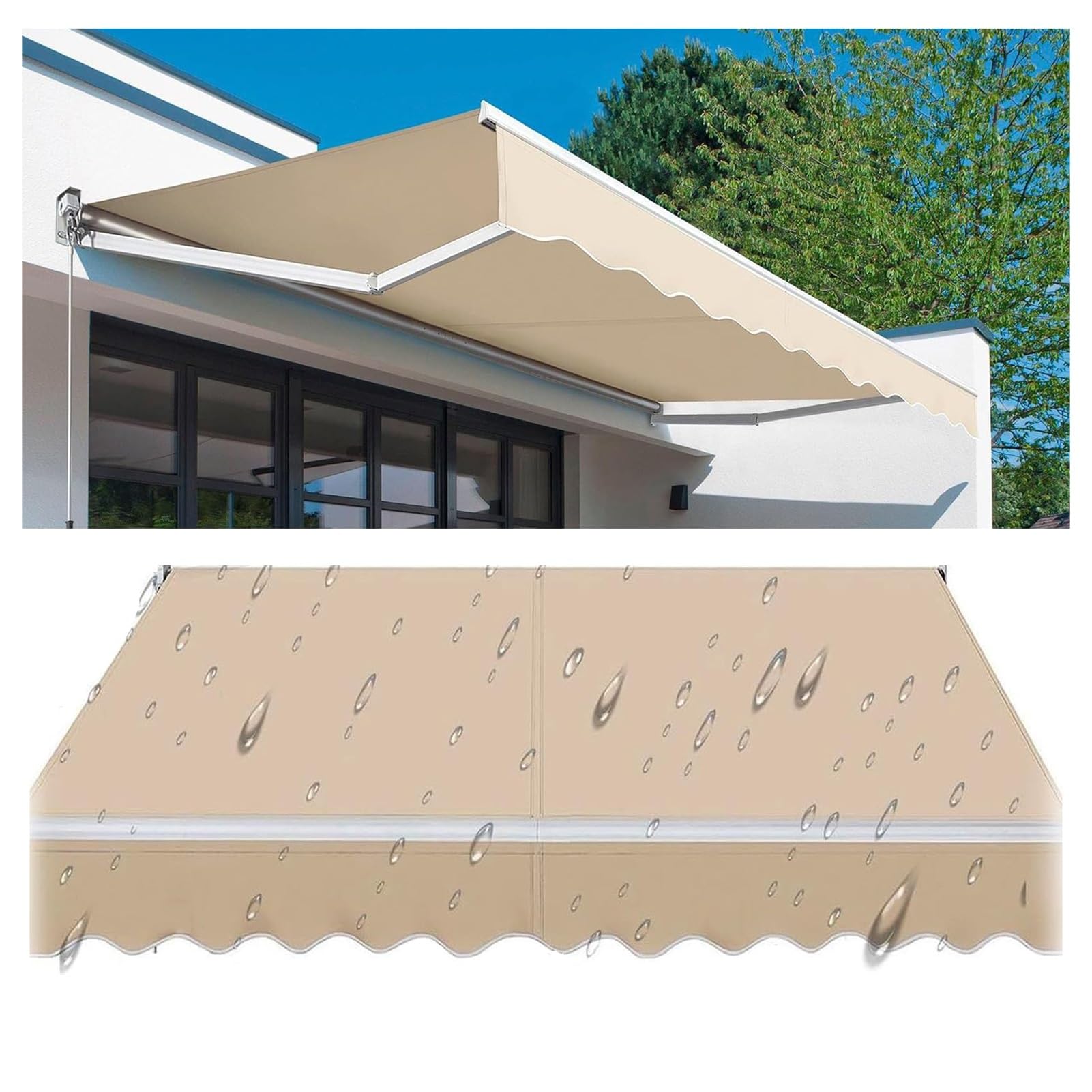 ZFUCMAYL Retractable Awning Replacement Parts,Outdoor Patio Canopy Awning,Replacement Canopy Top Cover Canvas for Deck Window Door Car Side(Fabric Only)(9.8x6.5ft)
