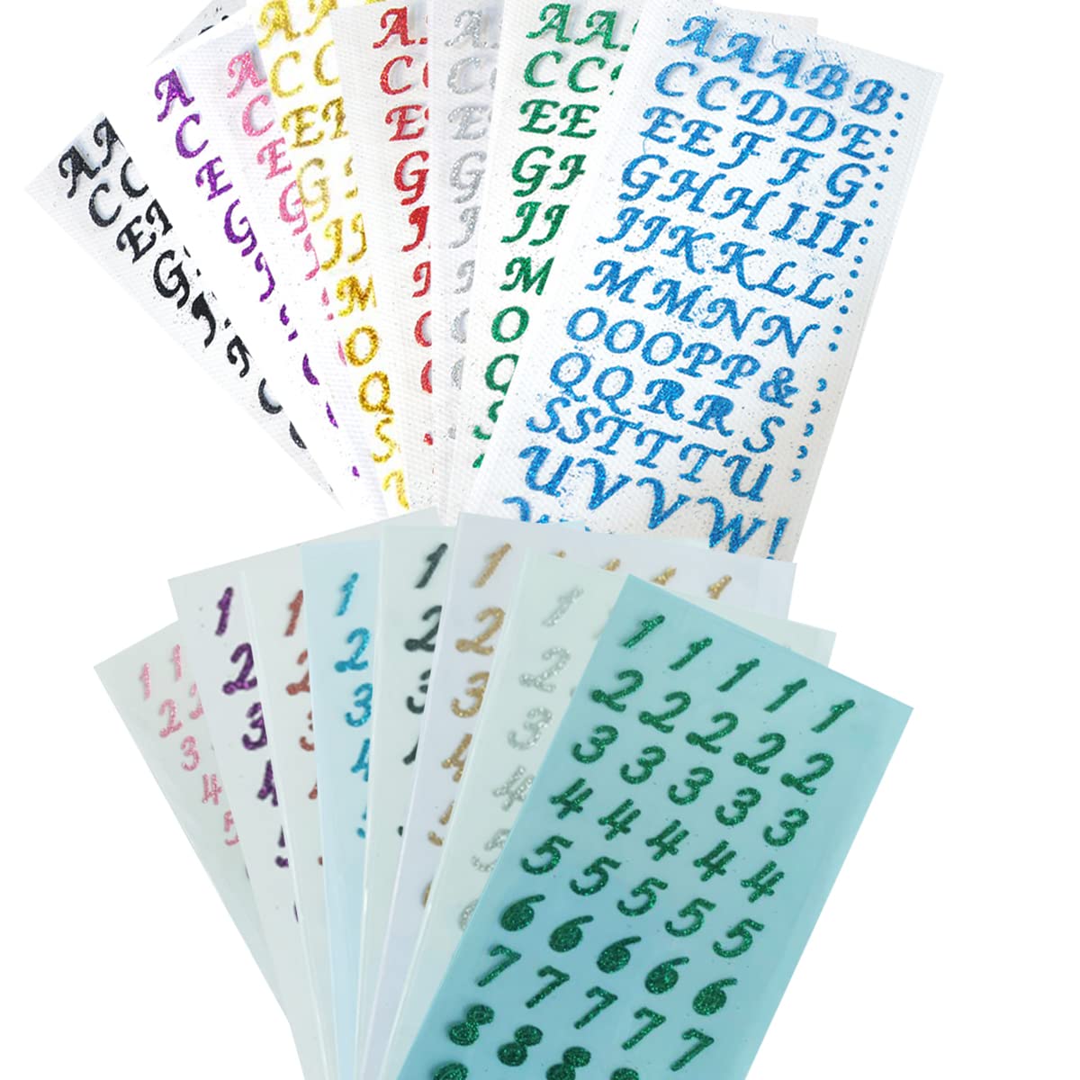 ZOOMPIL Glitter Alphabet Number Stickers, Colorful Alphabet Sticker, Self-Adhesive Hot Stamping DIY Letter Labels Greeting Card Glitter Stickers for Home Decoration Crafting Supply