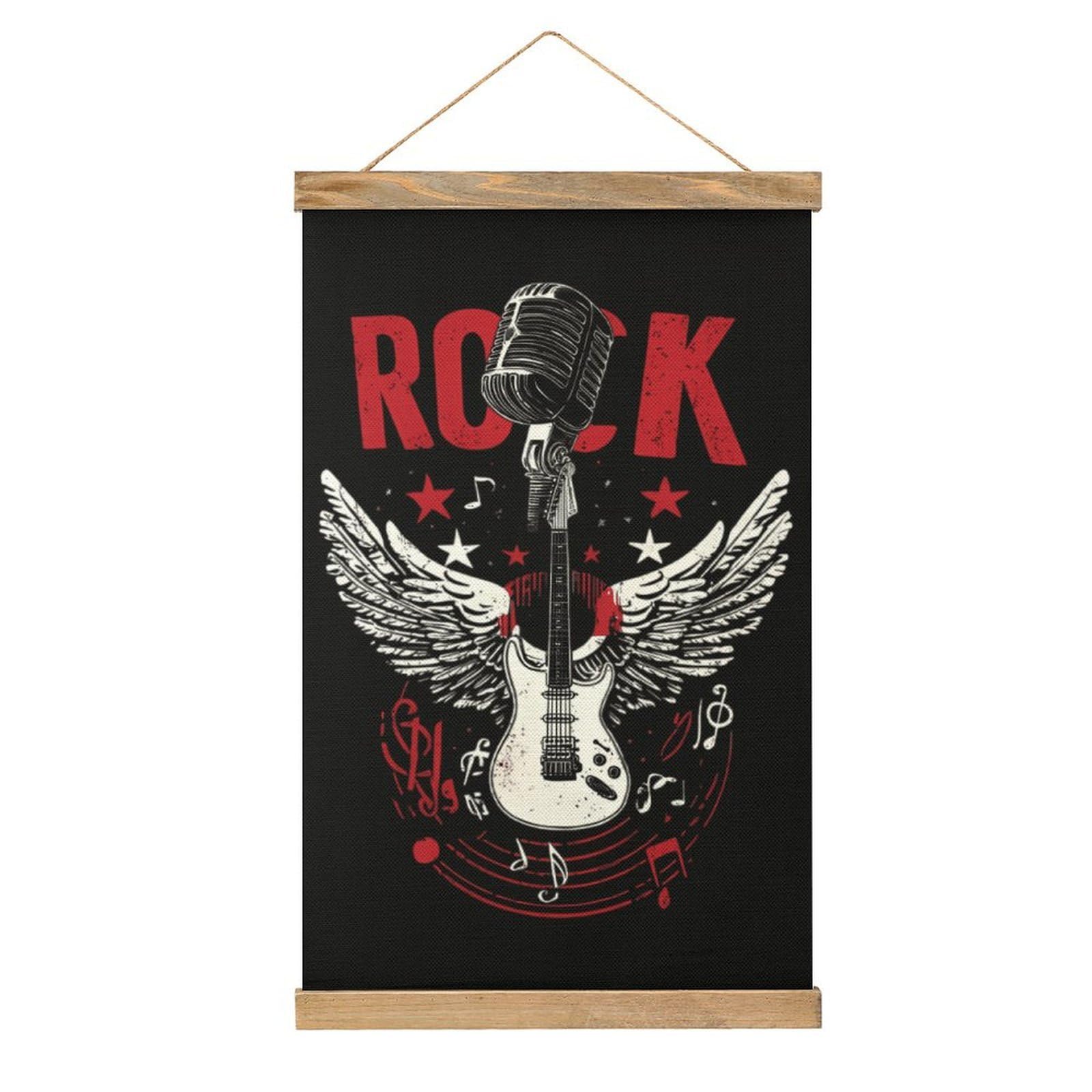CGSBNGHA Rocks-Music Guitar Wall Art Prints Linen Hanging Painting Scroll Paintings Pictures Decor for Home