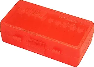 Mtm 50 Round Flip-Top Ammo Box 380/9MM Cal (Clear Red)