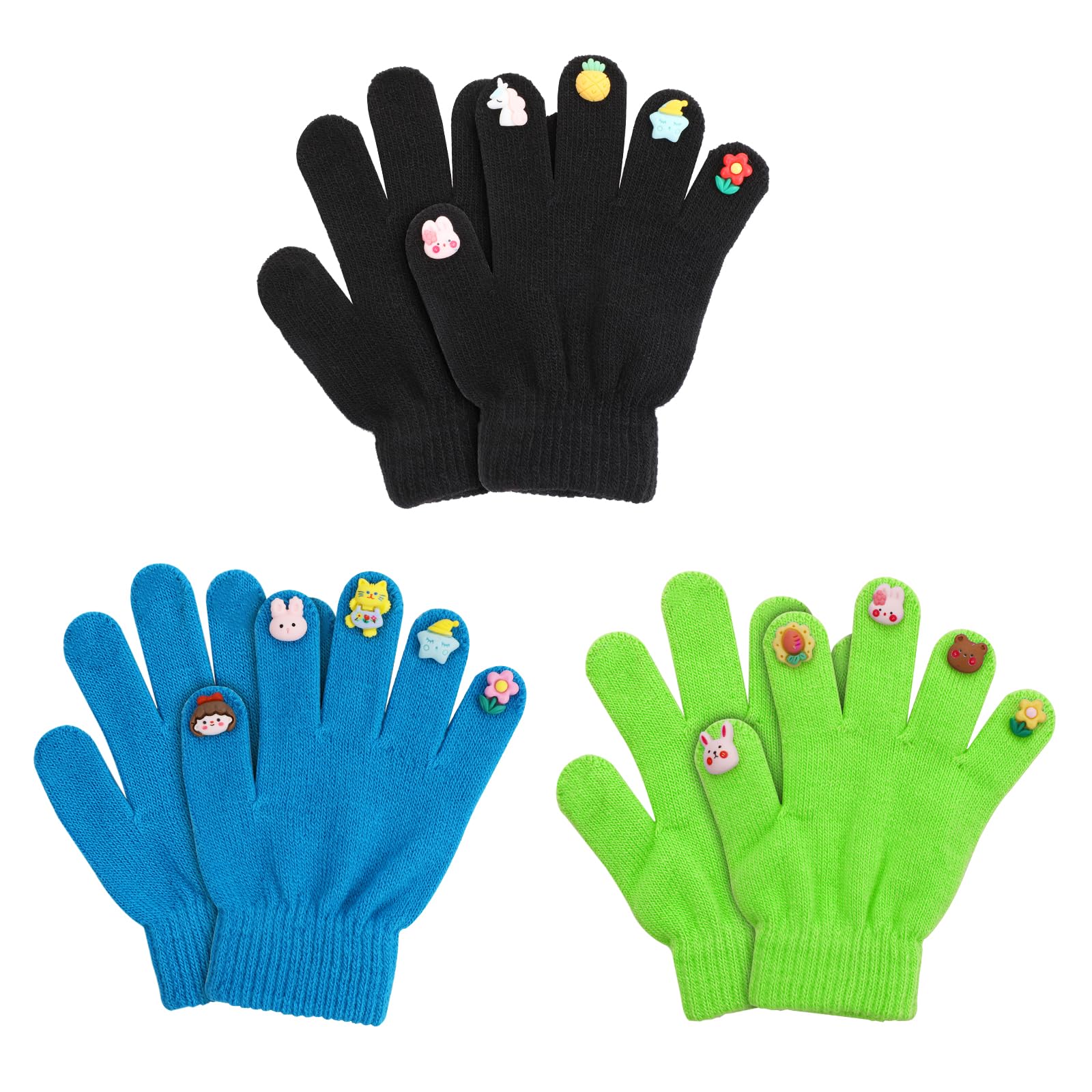Cooraby 12 Paia Guanti Invernali Maglia Per Bambini 6-12 Anni – Elastici, Caldi, Colori Assortiti, Ideali Per Scuola E Attività All'aperto - 2