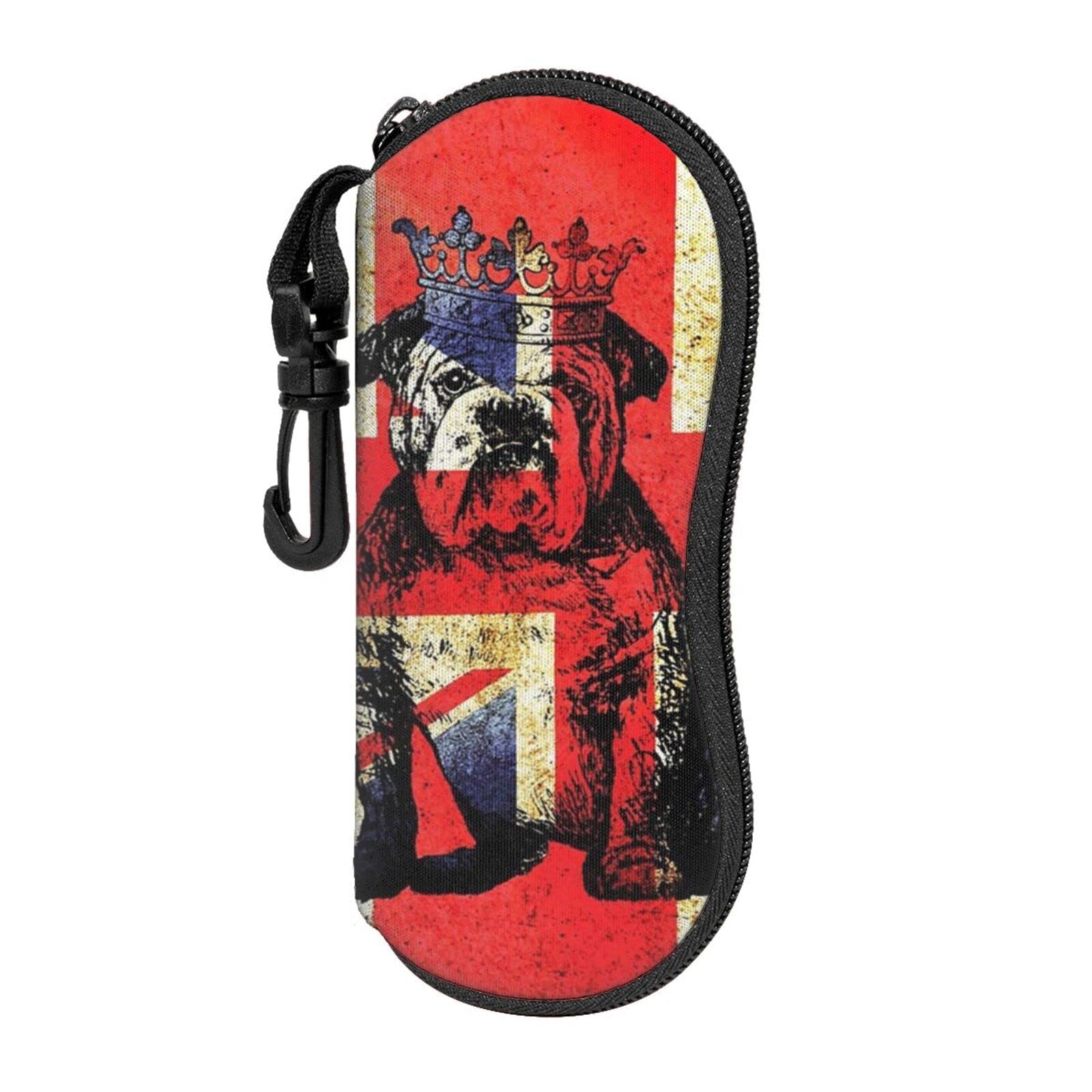 Aooedm Unisex As Pic Sunglasses Case With Belt Clip Soft Zip Eyeglass Cases - British Bulldog Uk Flag Union Jack