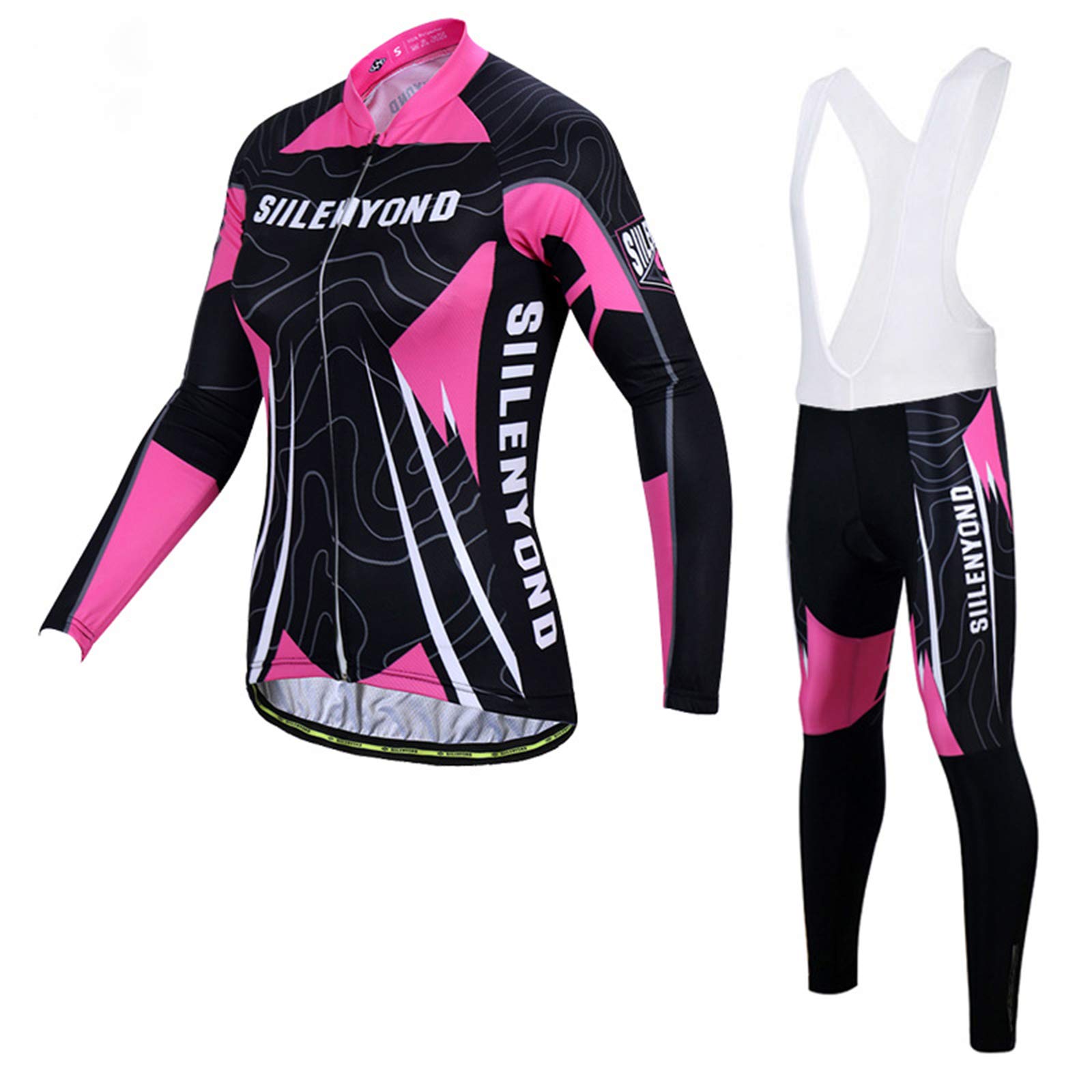 "N/A" Maillots de Cyclisme Femme-Combinaison de Route de vélo à Manches Longues, Combinaison de vélo de Protection de la Hanche rembourrée 3D