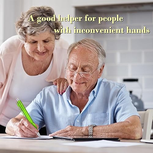 Miniatura 9 de lyforx Bolígrafos grandes con peso - Estabilidad de escritura mejorada para artritis y ancianos, fácil agarre grueso, 3 unidades, color azul
