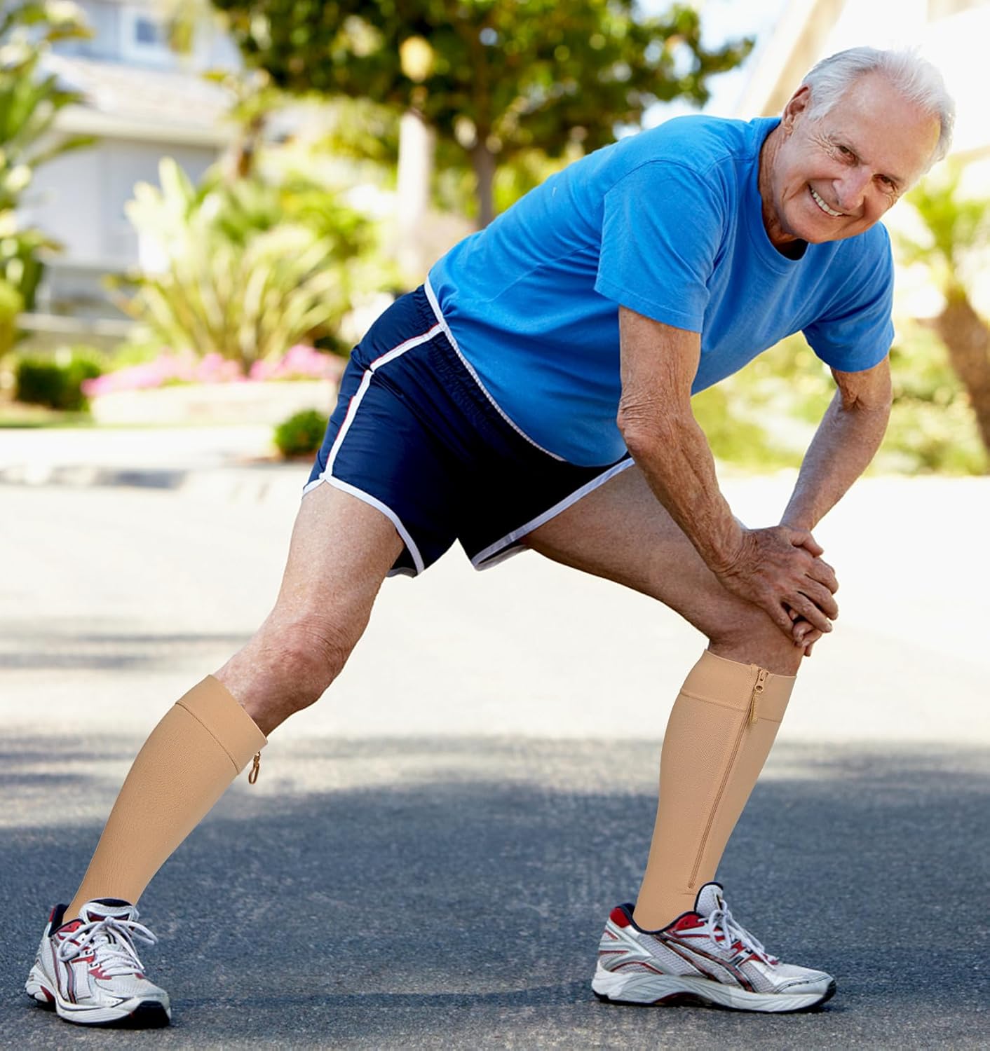 NURCOM Zipper Copper Compression Socks Open Toe Beige 15-20 mmHg Knee High Stockings, Designed for Circulation, Varicose Veins, Swelling, Venous Insufficiency, Post-Operative Recovery, X-Large - Image 5