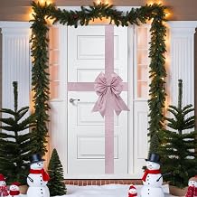 Sursurprise Pink Christmas Front Door Bow Decorations, Glitter Xmas Door Bow Large, Baby Shower Wedding Wrapping for Window Fireplace Cabinet, Festive Season Home Kitchen Party Supplies