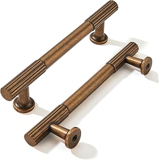 khtumeware 3-3/4 Inch Hole Center 5 Pack Antique Brass Heavy Duty Solid Vintage Brass Cabinet Pulls, Kitchen Drawer Handles, for Dresser cabinets, cabinets, Door cabinets, Hardware
