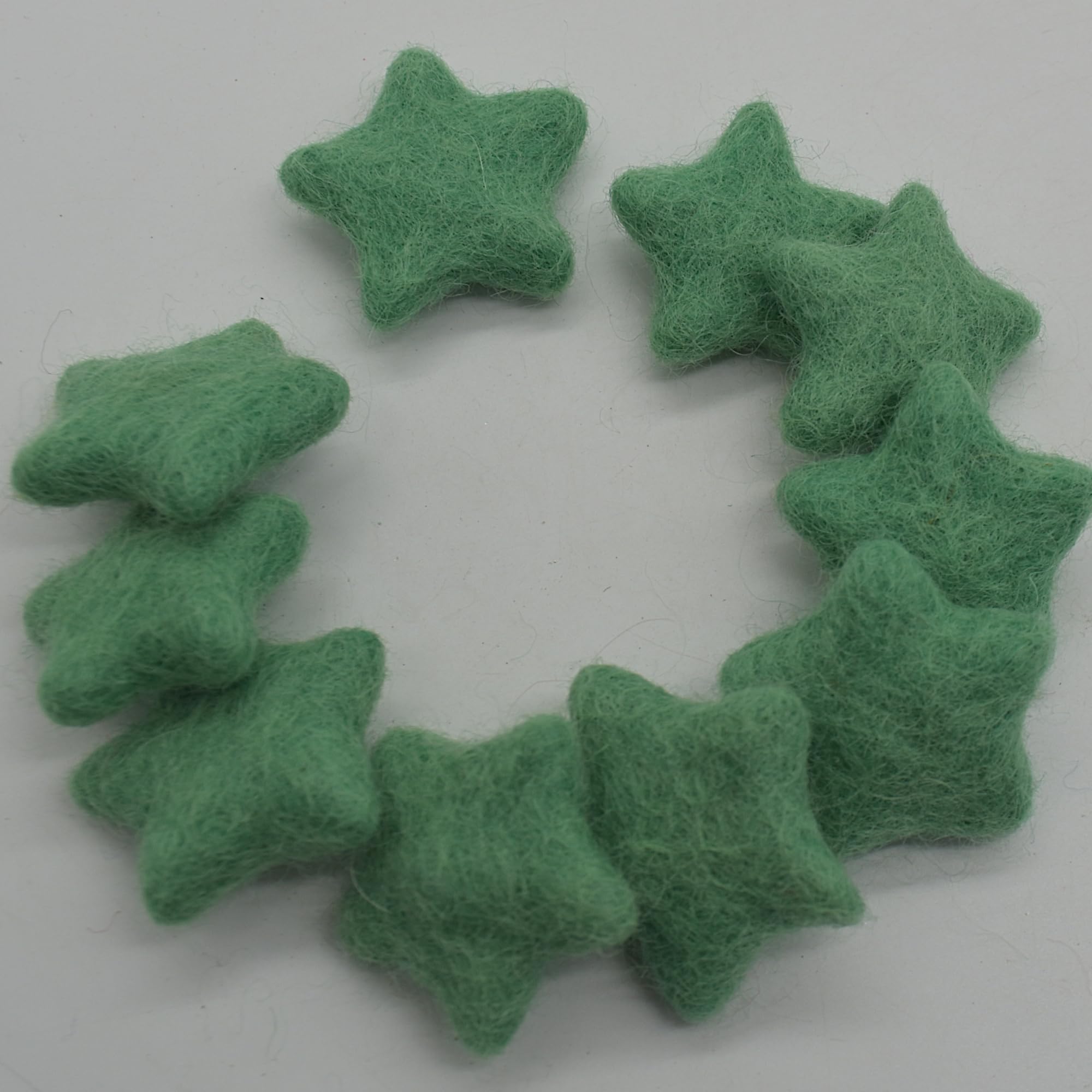 Oriental Direct Based In Yorkshire Jade Green 100% Wool Felt Stars - 10 Felt Stars - 3.5Cm