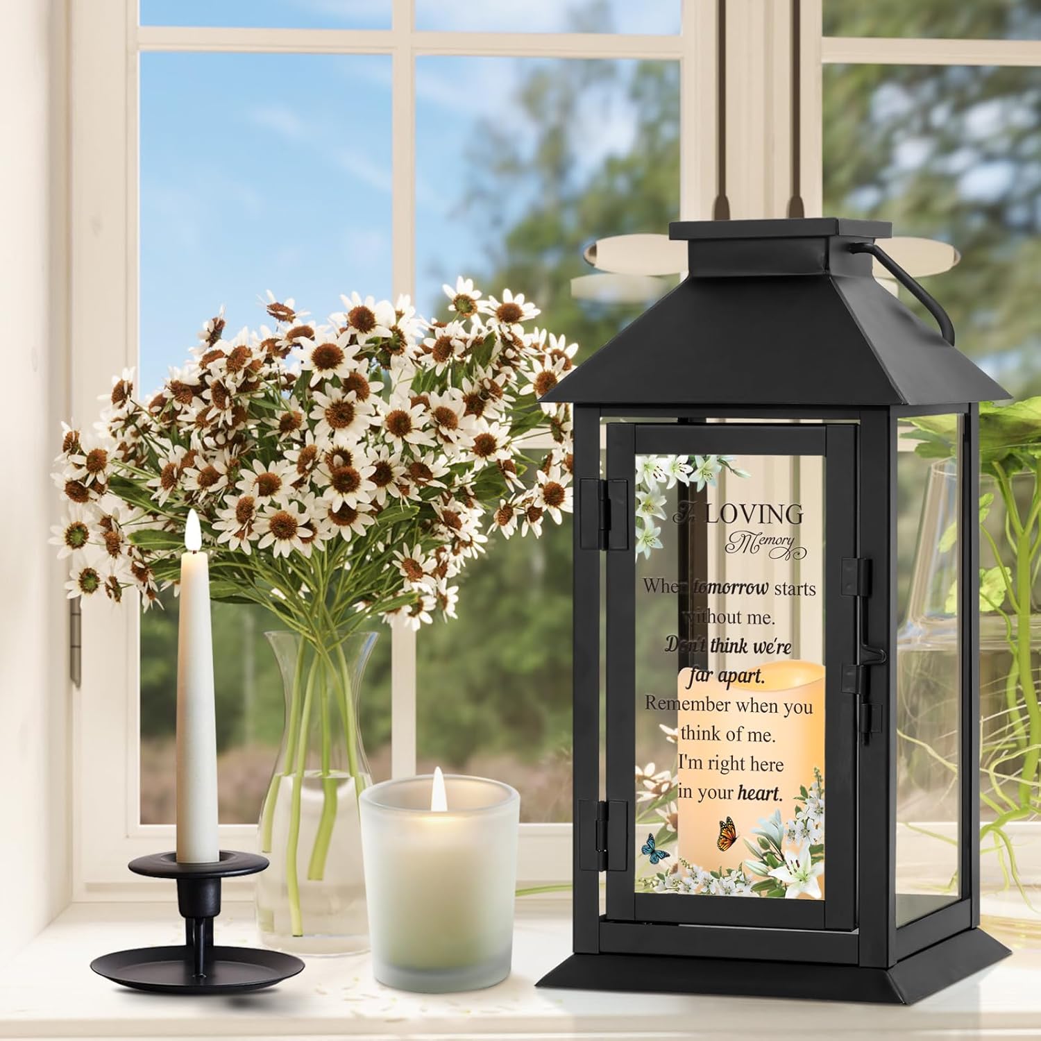 Memorial Lantern Bereavement Gifts in Memory of Loved One - Remembrance Sympathy Gifts for Loss of Mother, Father or Loved One with LED Candle and Remote - Image 5