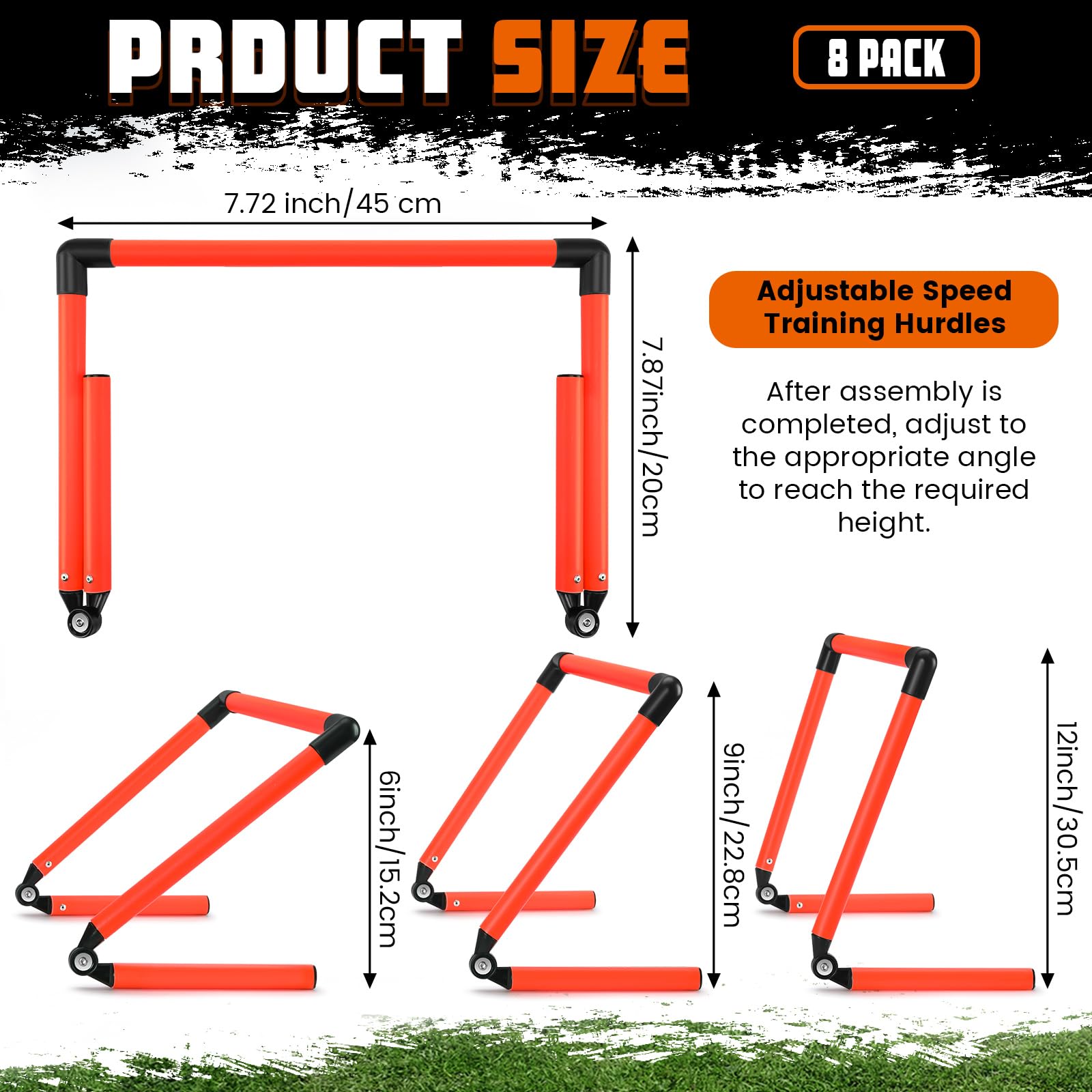 Hollowfly 8 obstáculos de entrenamiento de velocidad ajustables de 6 pulgadas, 9 pulgadas, 12 pulgadas, velocidad de agilidad, obstáculos de entrenamiento, equipo de fitness, pliométrico para atletas