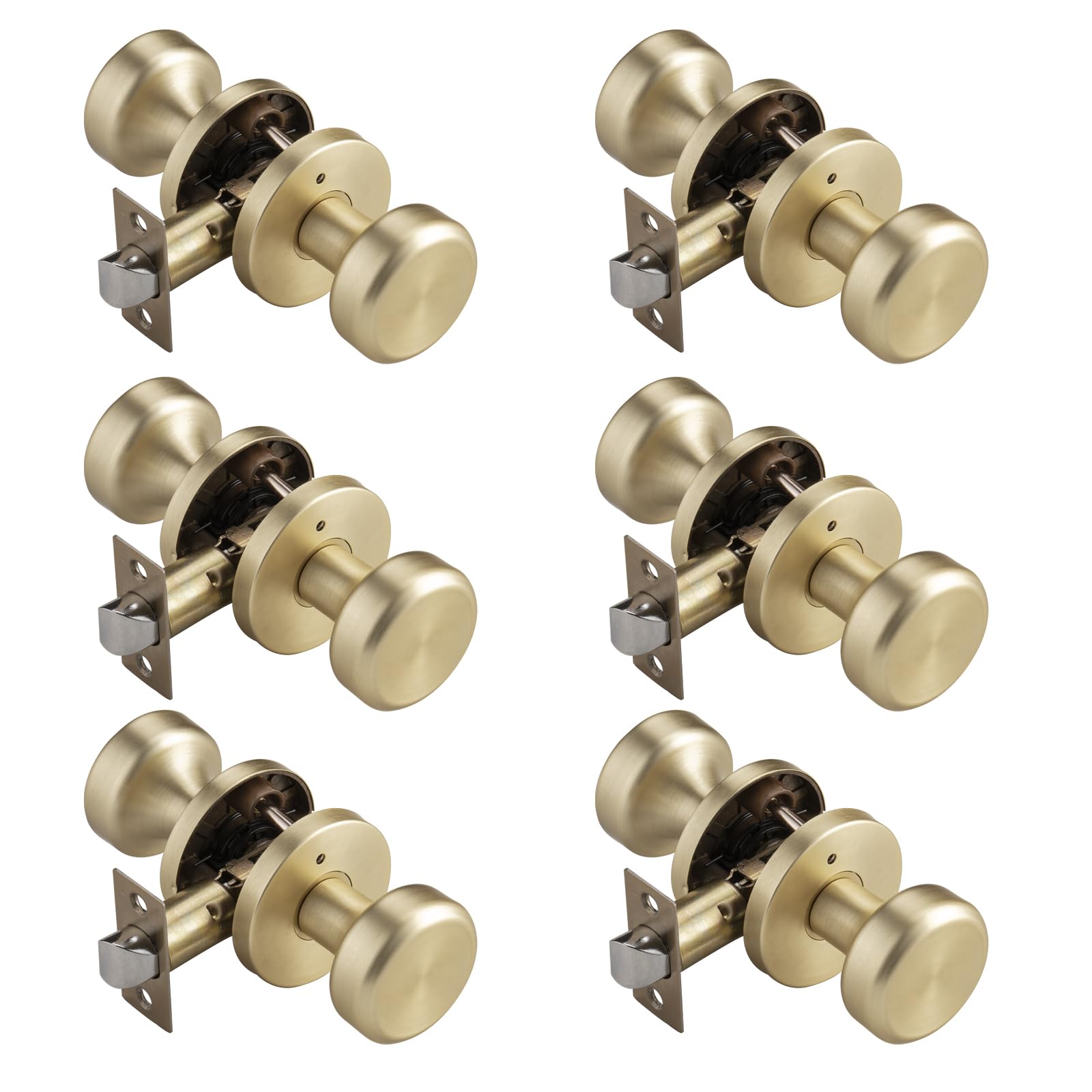 Brushed Gold Privacy Door Knob - Push Lock Design -13