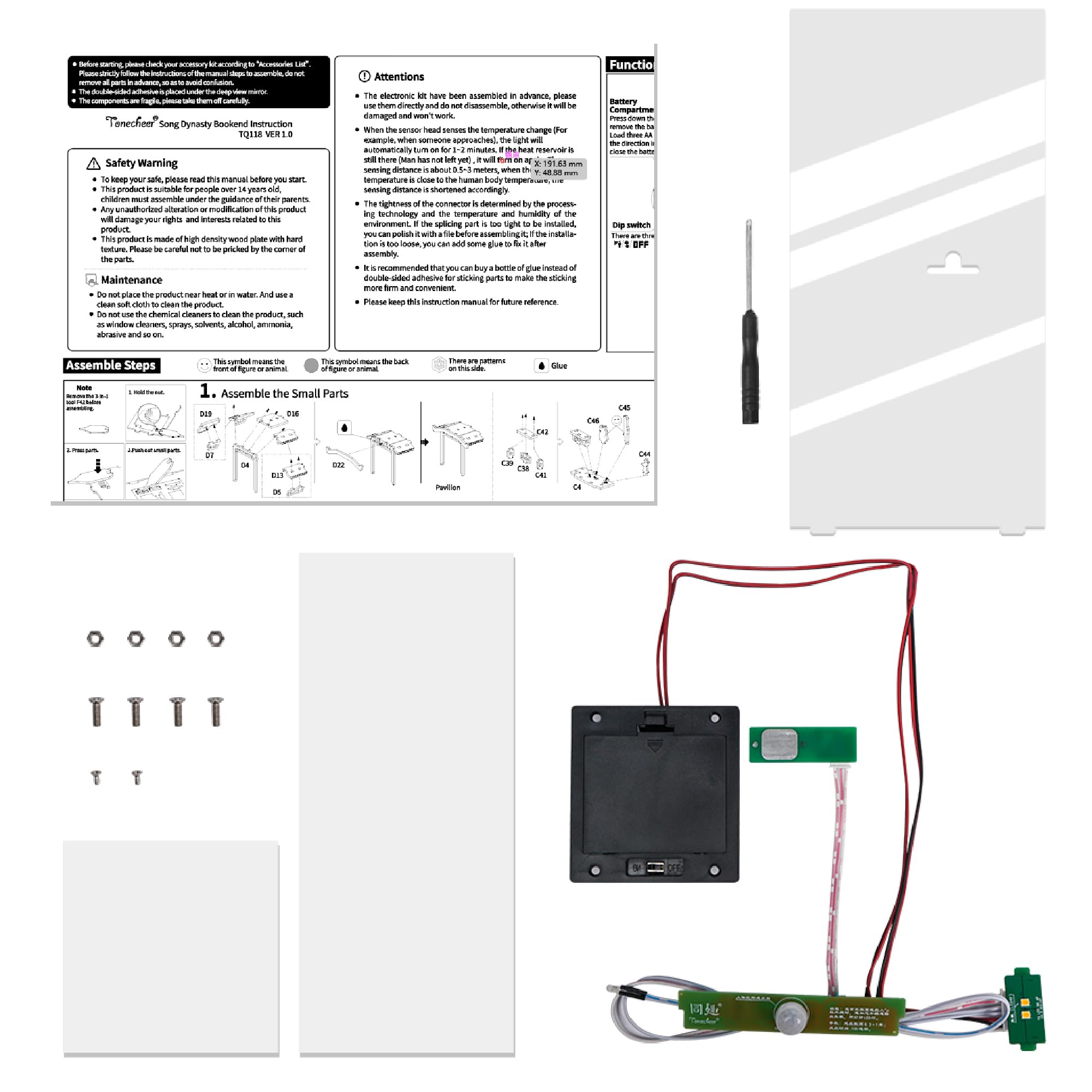 Tonecheer DIY Book Nook Kit, DIY Drewniane Puzzle 3D Książka Nook Miniaturowe Budowanie Modelowanie Dorośli, Dekoracyjny Prezent na Regał z LED (Kultura dynastii Song)