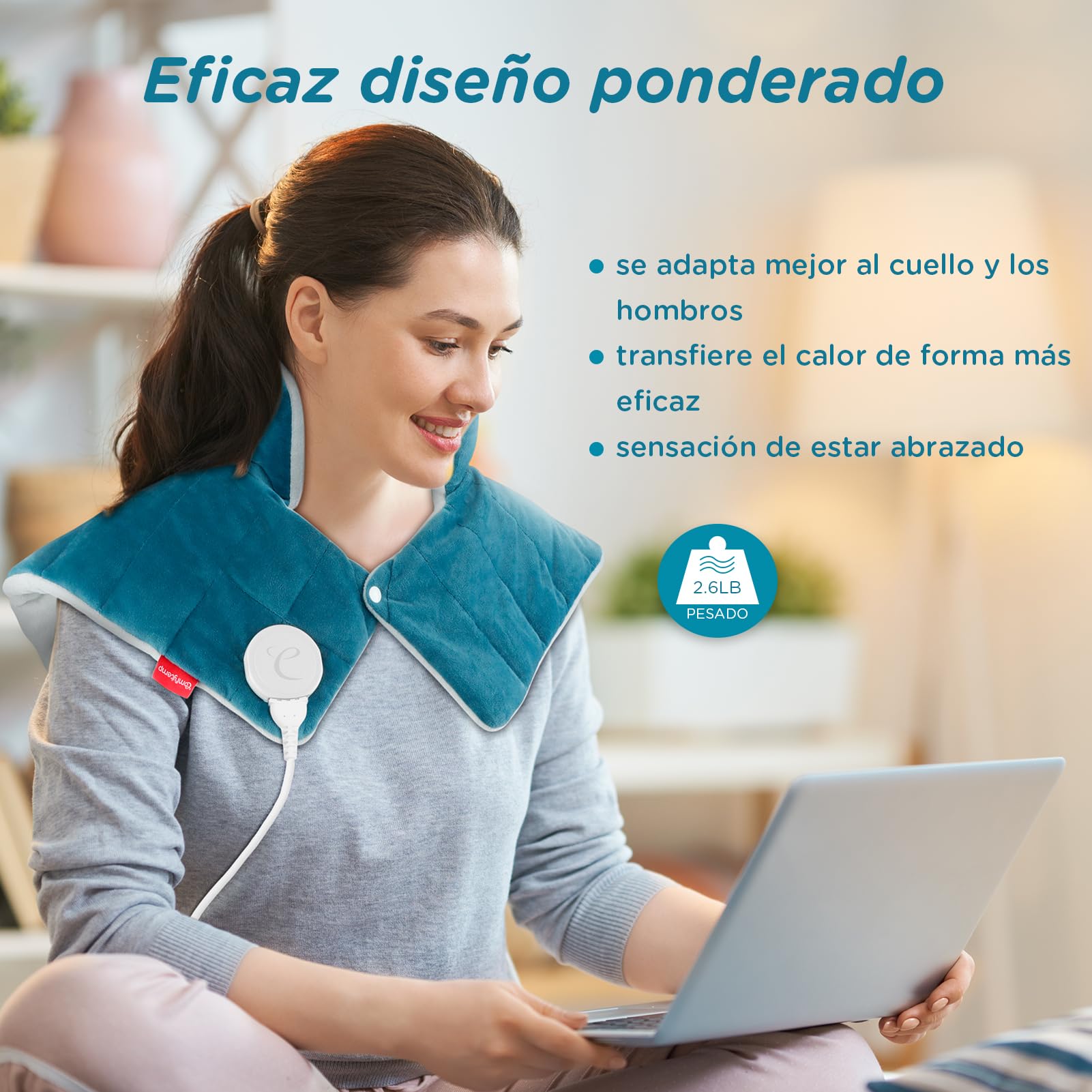 Comfytemp Almohadilla Térmica Cuello, 9 Niveles de Calo y 11 de Temporizador, Almohadilla Térmica Cervical para Relaja el Hombros y Espalda, Apagado Automático, Lavable a Máquina, san Valentin Regalo