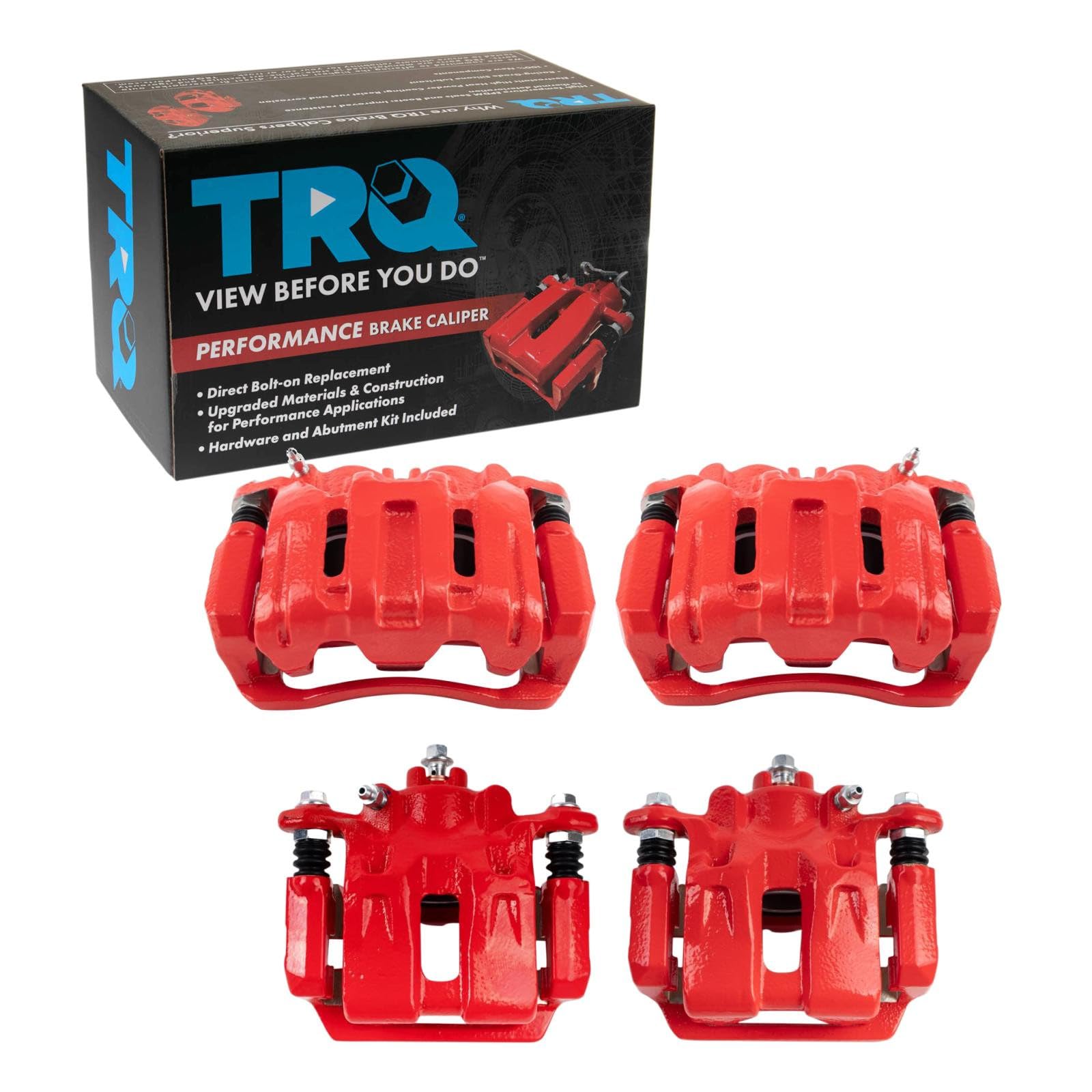 TRQ Performance Front and Rear Brake Caliper Set Coated Brackets Hardware Compatible with 2005-2010 Honda Odyssey