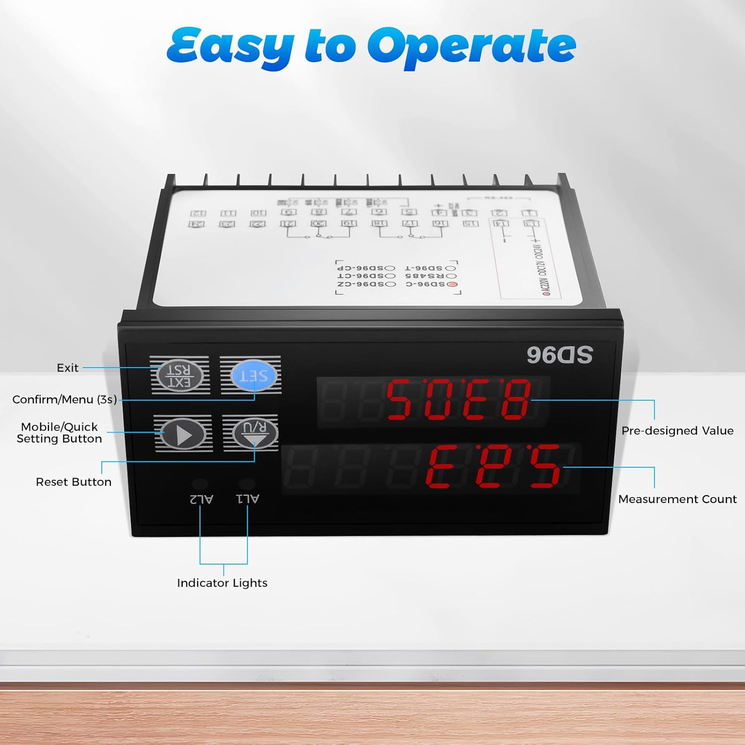 Meter Counter, Digital Length Meter Counter Mechanical Length Counter with Rolling Wheel Sensor & Encoder, Roller-Type Counter with Control Function, Measured in Feet, Inches, Meters, Yards