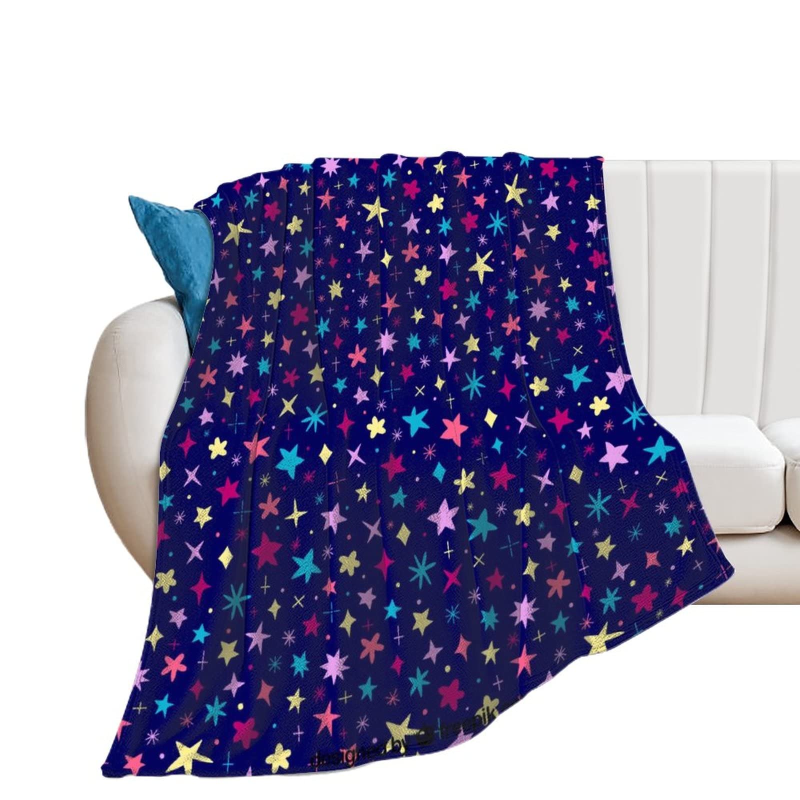 Plaid canapé polaire étoiles 100x130 cm couverture flanelle douce
