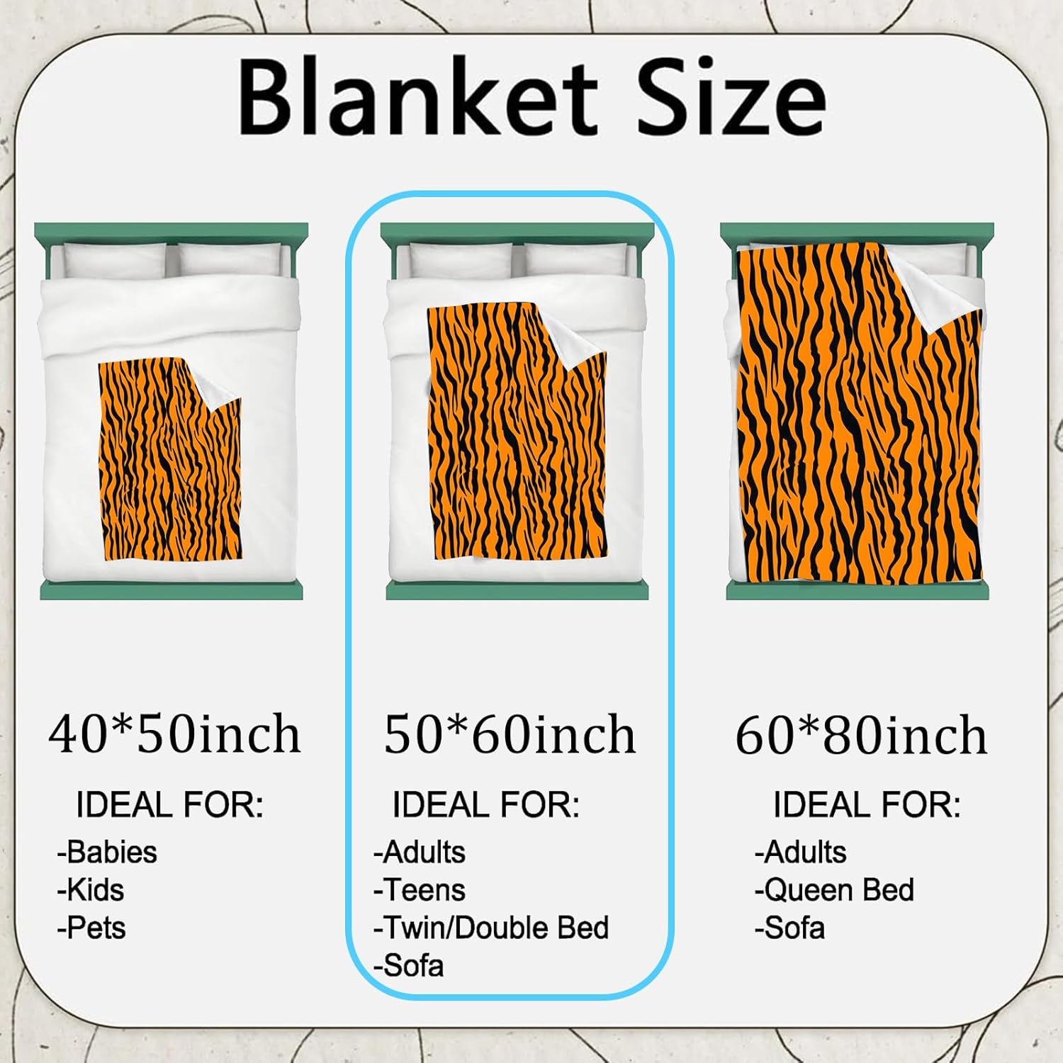 Tiger Print Flannel Blanket,Bold Orange and Black Animal Stripe Throw,Minimalist Style,Lightweight Fleece Blankets for Adults,Couch,Cabin,Bed,Camping Home Decor Gifts,60x50in