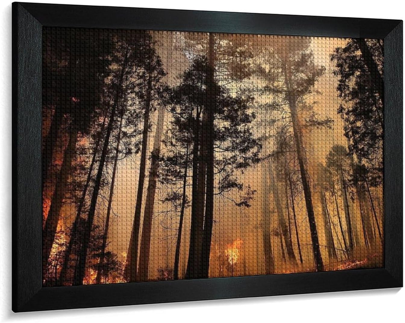 Forest Fire Pattern Printed Diamond 5D Painting Kits DIY Full Drill Crafts for Home Wall Decor 16x20 Inch Blackwood 50 * 40cm