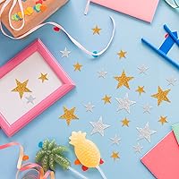 Vista 6 de Calcomanías de espuma de estrellas con purpurina – dorado brillante y plateado, autoadhesivas para manualidades de niños, paquete de 208