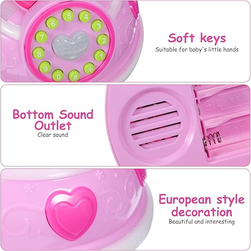 Miniatura 8 de Teléfono rotativo LED de juguete giratorio Teléfono fijo rotativo Teléfono Rotatorio Teléfono Luz para arriba Teléfono Niños Pretend Toy Teléfono