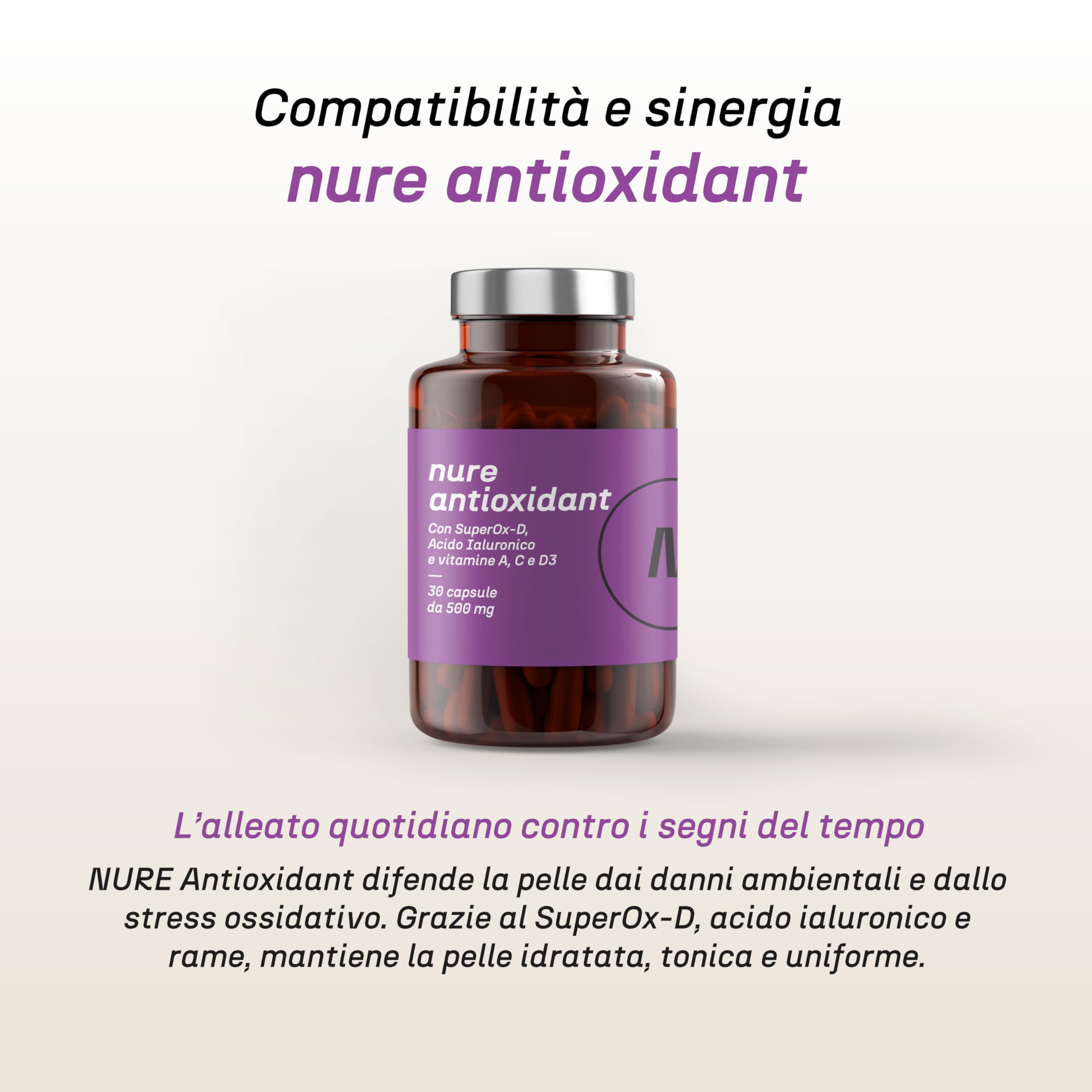 NURE Skin Balance 60 cps da 600 mg | Integratore pelle e acne | contiene zinco, vitamina b3 e b6, estratto di bardana, Eubioskin.