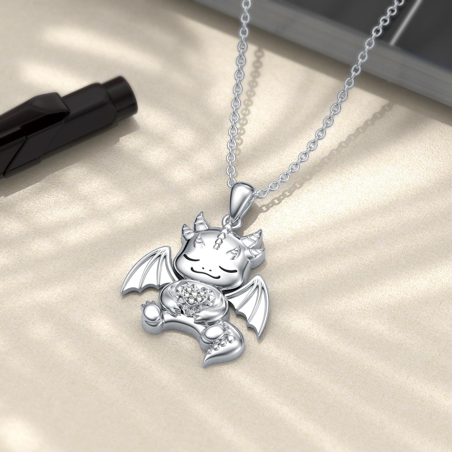 Diamond Dragon Necklace for Women 925 Sterling Silver Faerie Dragon Pendant Necklaces with Lab Grown Diamonds Jewelry Gifts for Mom Wife Girlfriend Daughter Sister Friend - Image 5