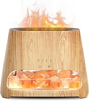 SALKING 2-in-1 Himalayan Salt Lamp & Ultrasonic Essential Oil Diffuser - Cool Mist Humidifier, Auto Shut-Off, Pure Pink Salt Rock, 150ml Wooden Grain