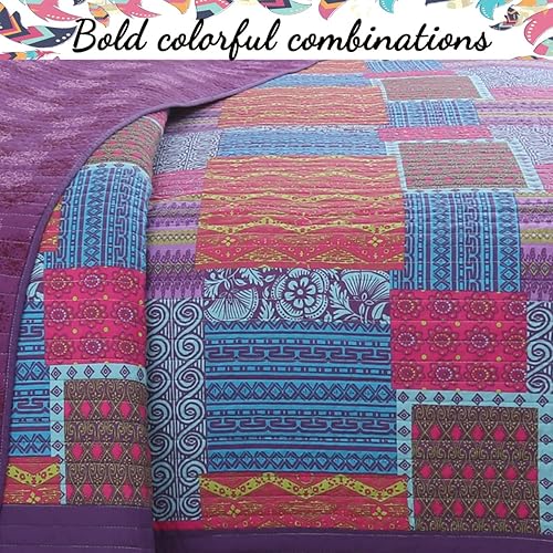 Vista 51 de Cozy Line Home Fashions - Juego de ropa de cama, edredón reversible 100% algodón, diseño floral campestre, tela de retazos, a cuadros, color rojo