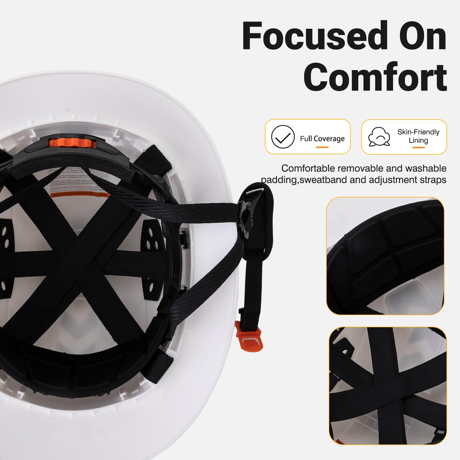 Casco duro de ala completa, aprobado por la OSHA, casco duro ventilado Cascos de construcción, ajustable, ventilación fresca, casco de seguridad para hombres y mujeres