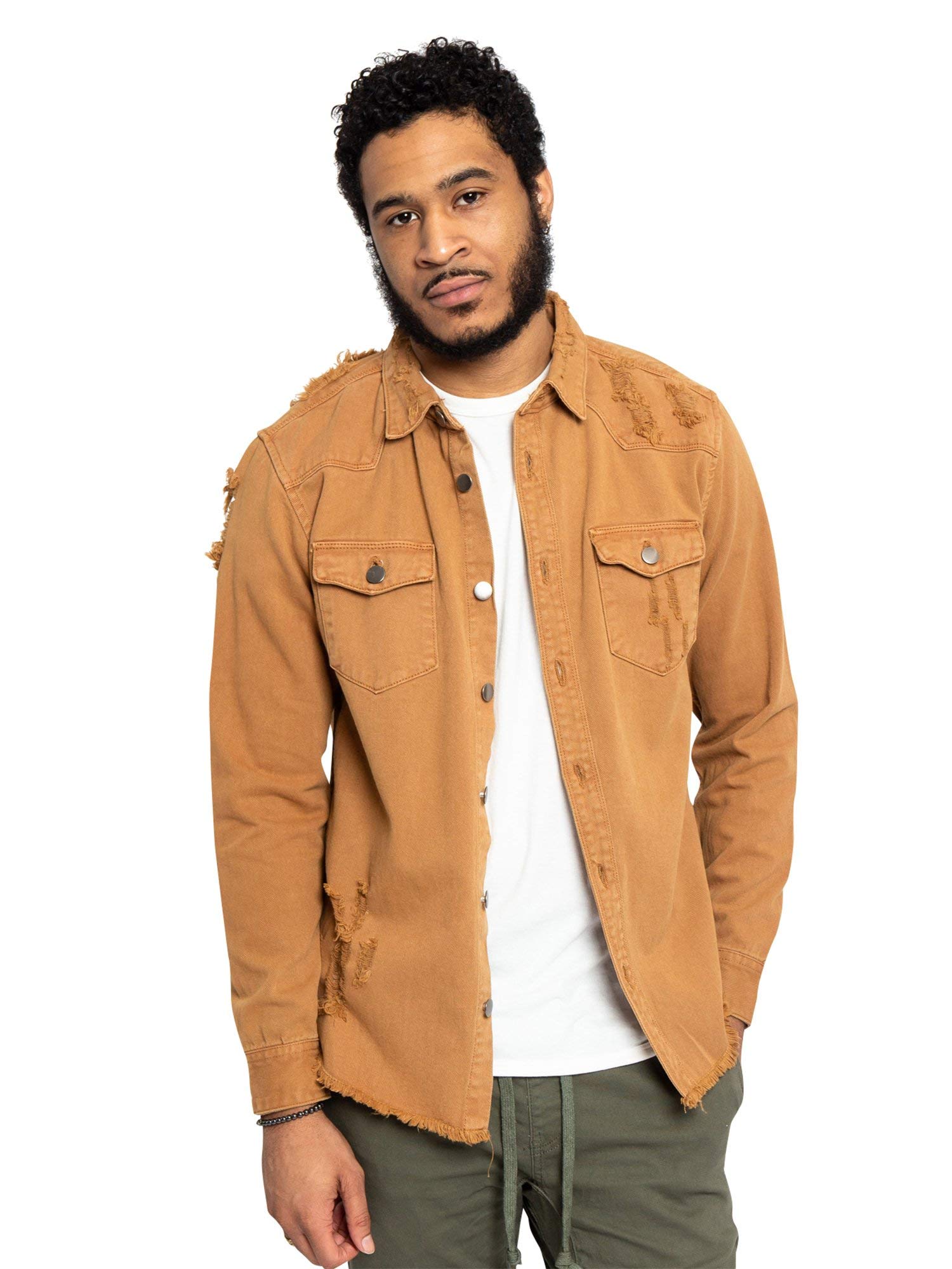 VICTORIOUS Men's Distressed Denim Jacket